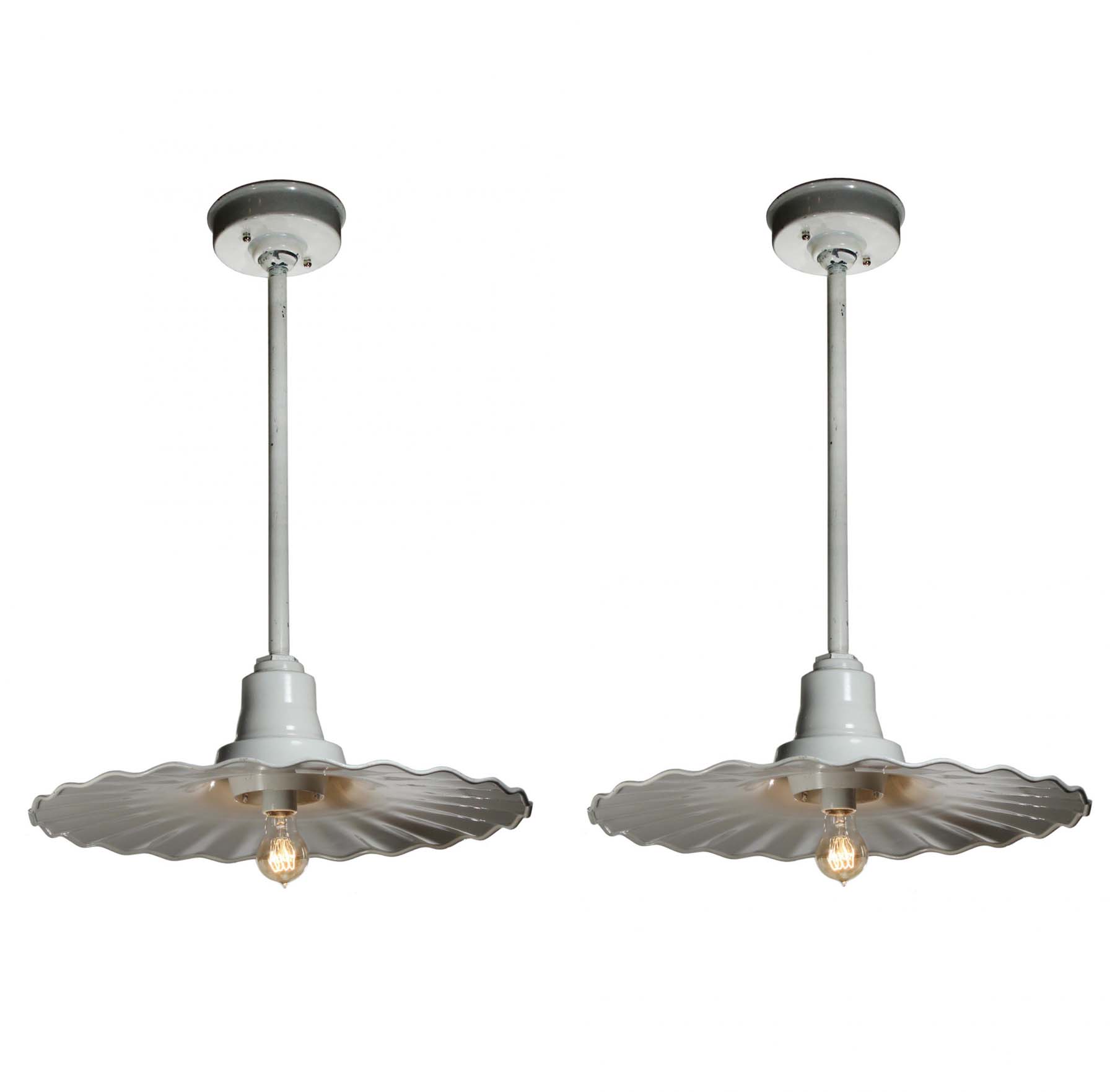 SOLD Vintage Pendant Lights with Ruffled Shades, Early 1900s-0