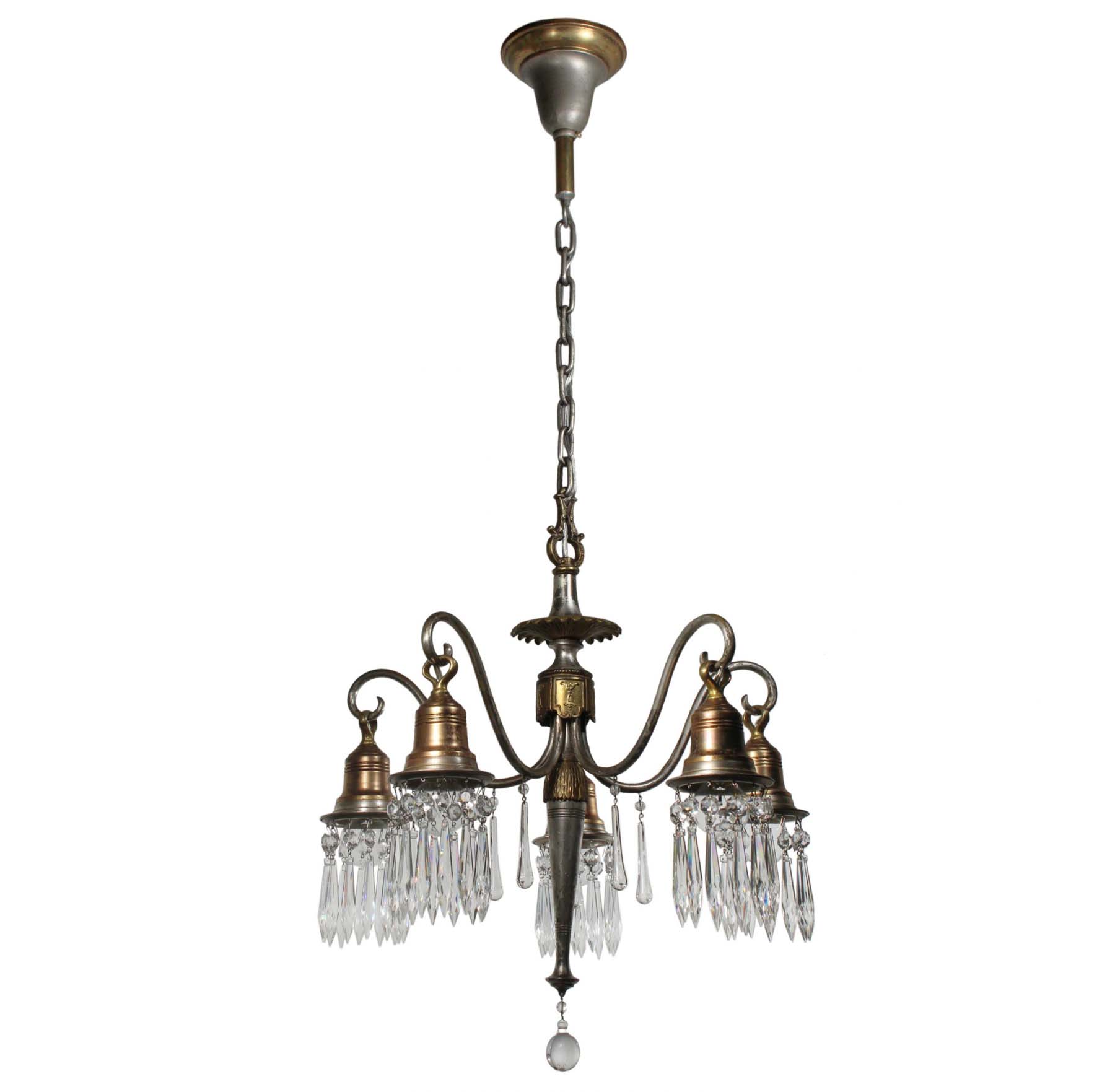 SOLD Neoclassical Chandelier with Prisms, Antique Lighting-68394