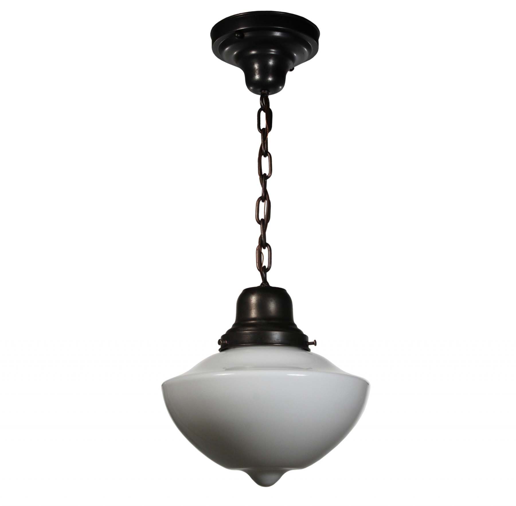 SOLD Antique Schoolhouse Pendant Light with Unusual Shade-68410
