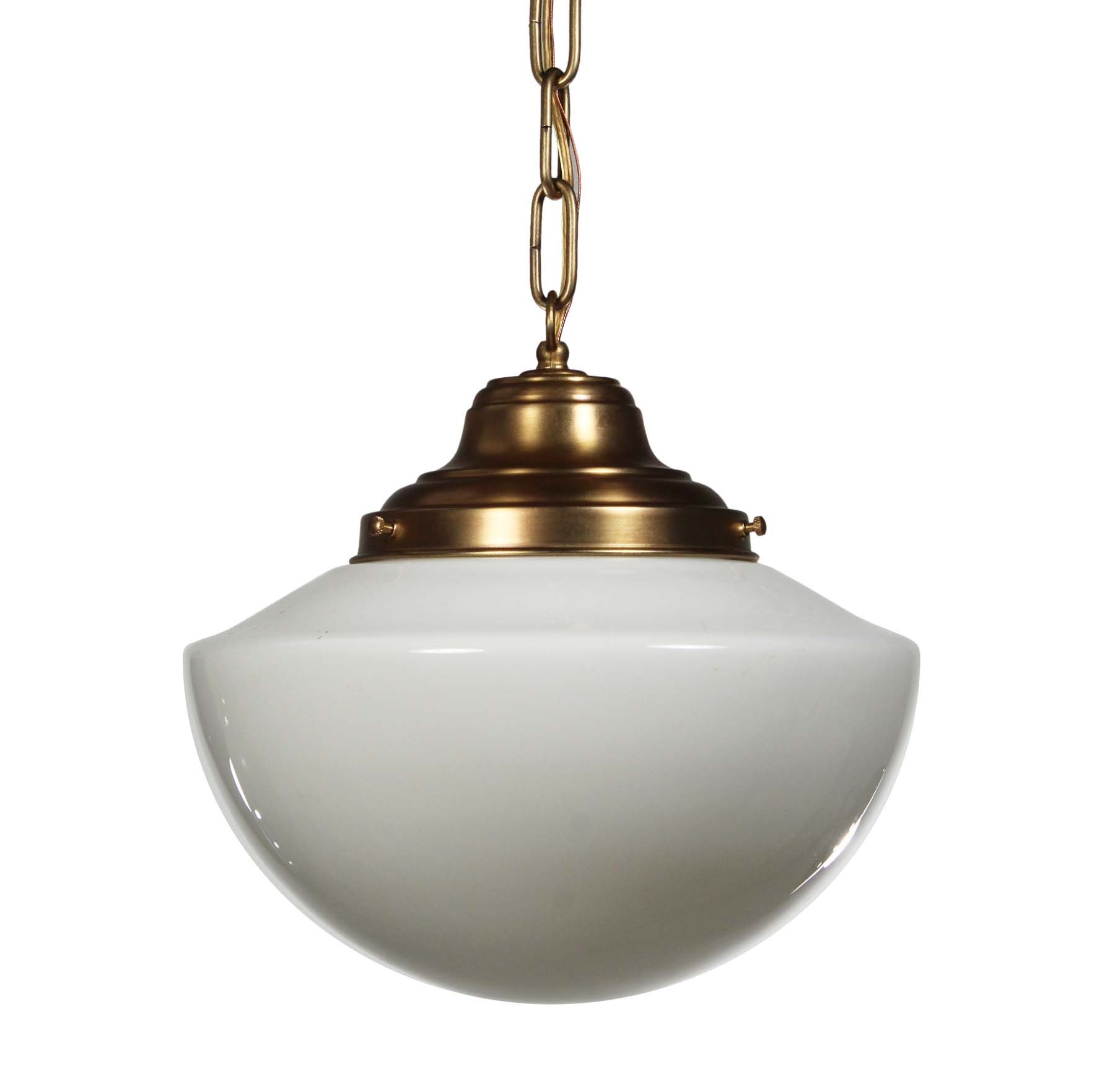SOLD Antique Brass Schoolhouse Pendant Lights-68467