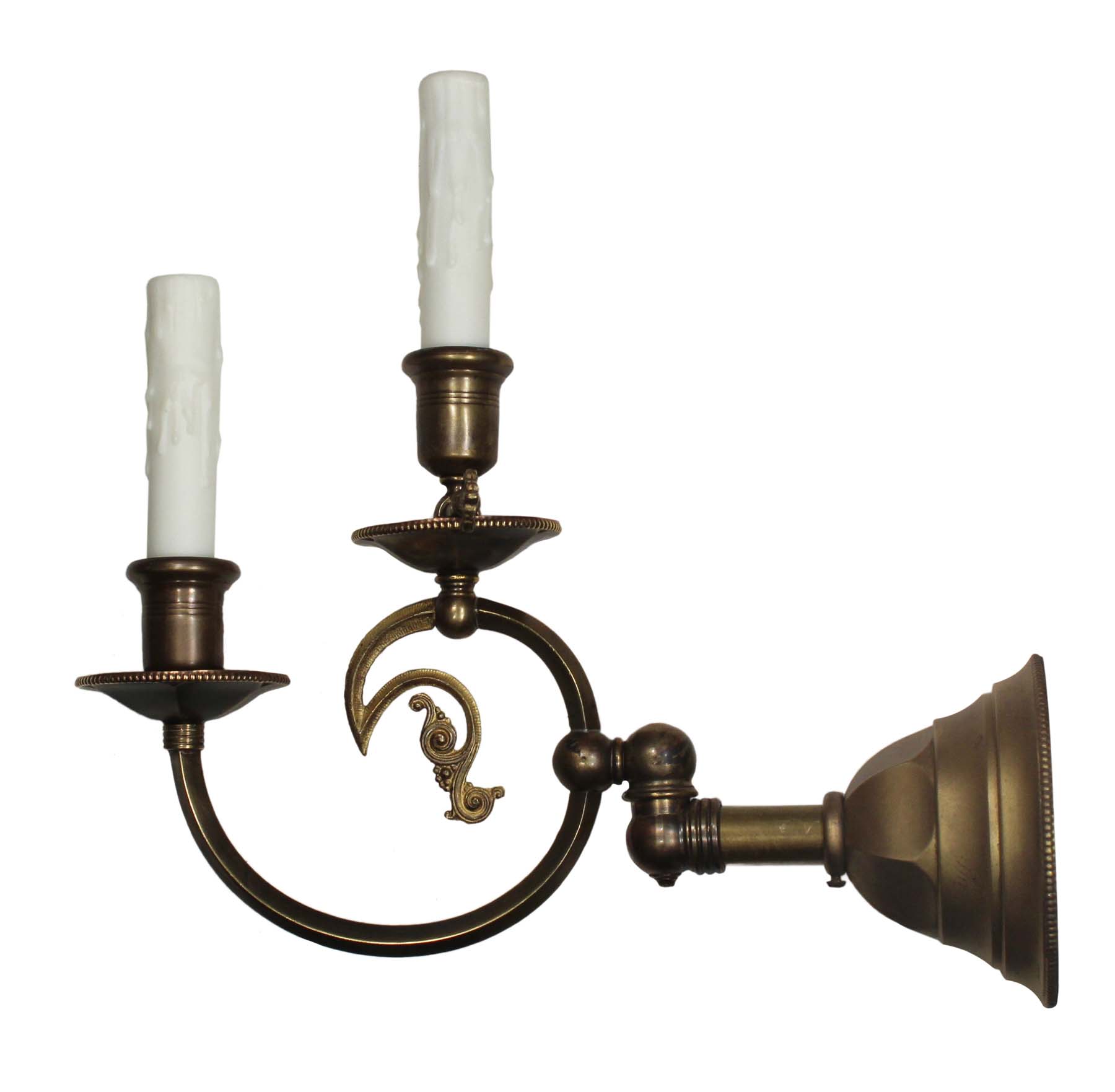 Antique Brass Gas & Electric Sconce Pair, 19th Century-68516