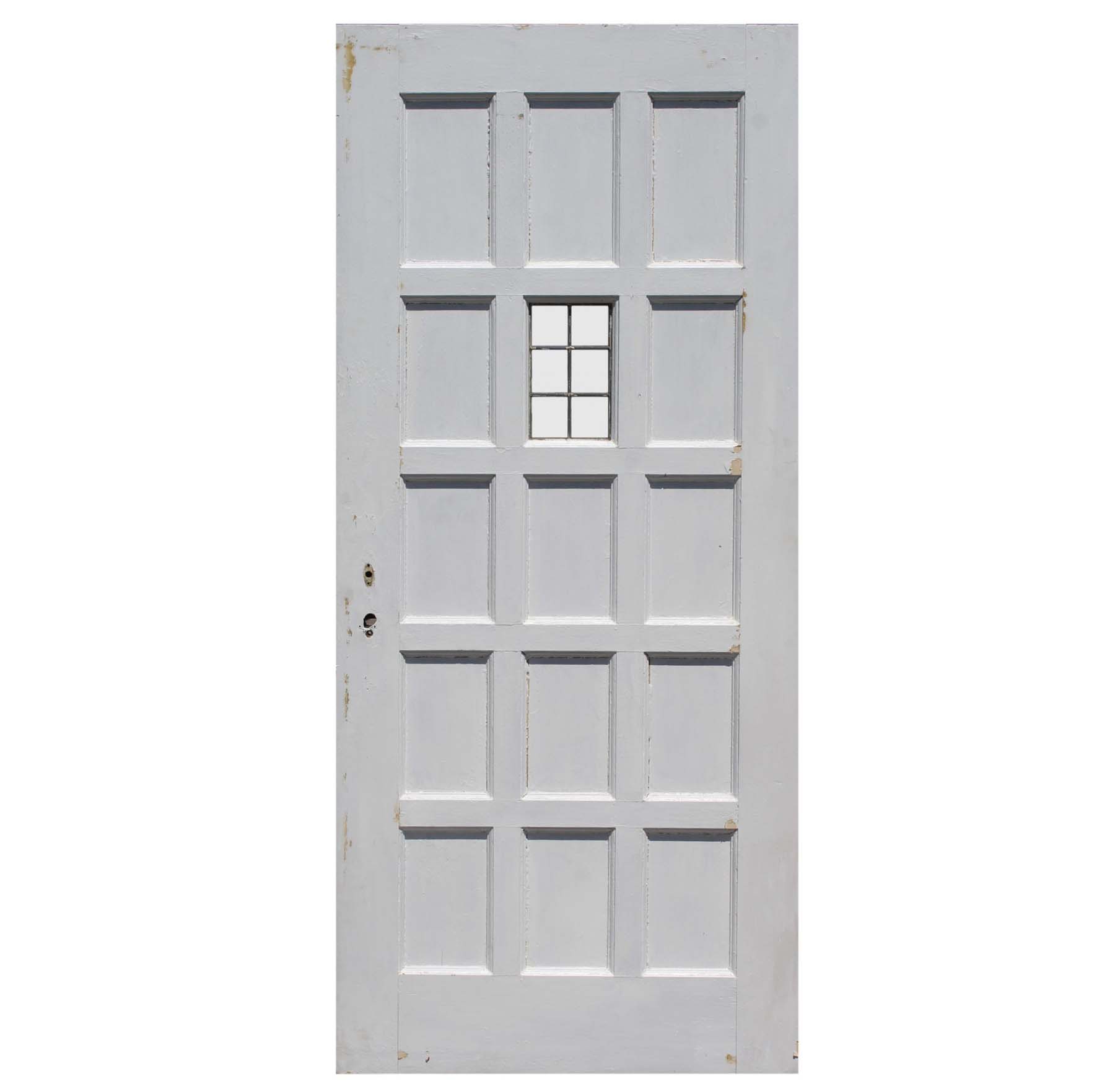 SOLD Salvaged 36” Multi Panel Door with Leaded Glass -68587