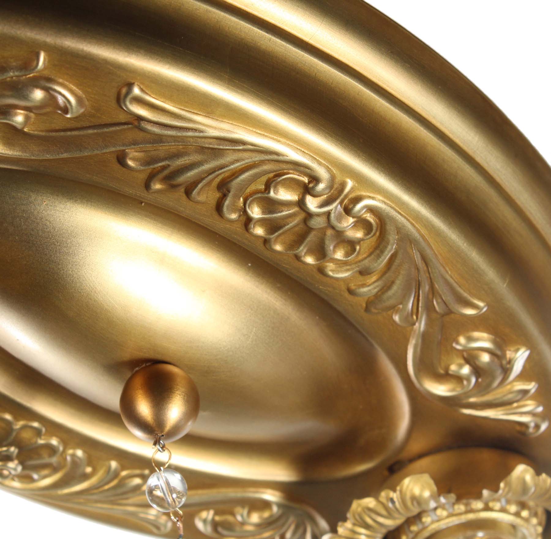 SOLD Neoclassical Flush Mount Fixtures in Brass, Antique Lighting-68403