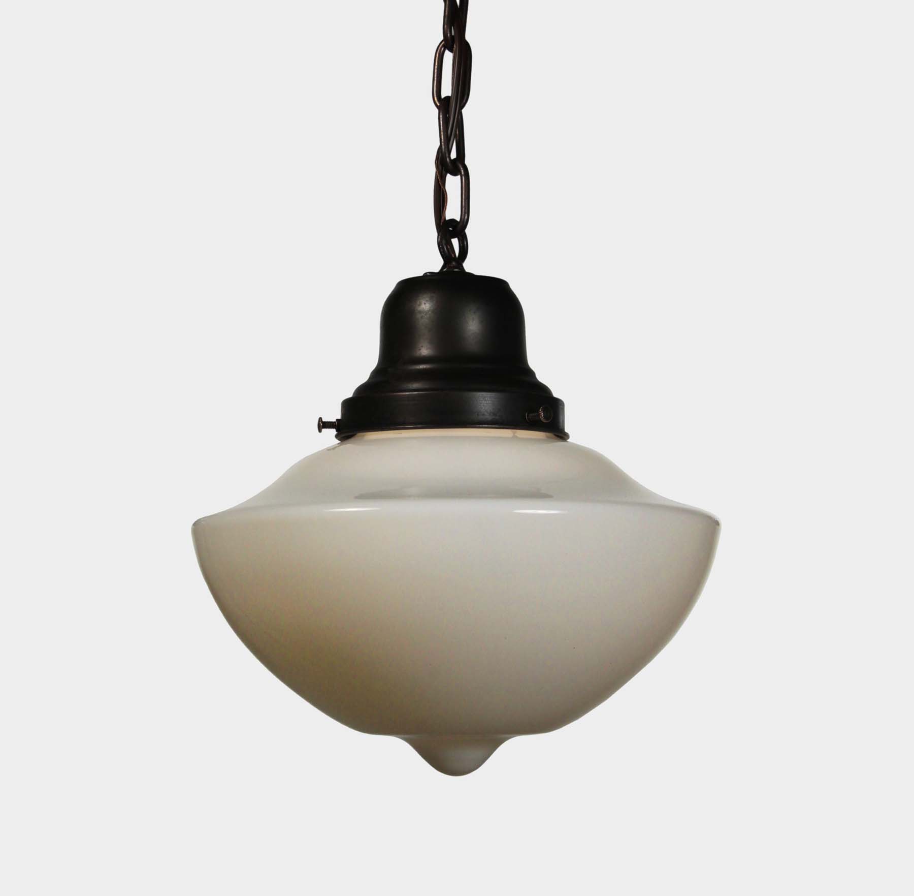 SOLD Antique Schoolhouse Pendant Light with Unusual Shade-68411