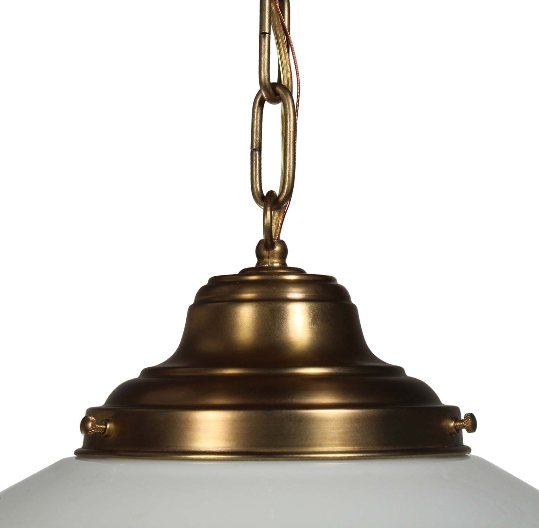 SOLD Antique Brass Schoolhouse Pendant Lights-68468