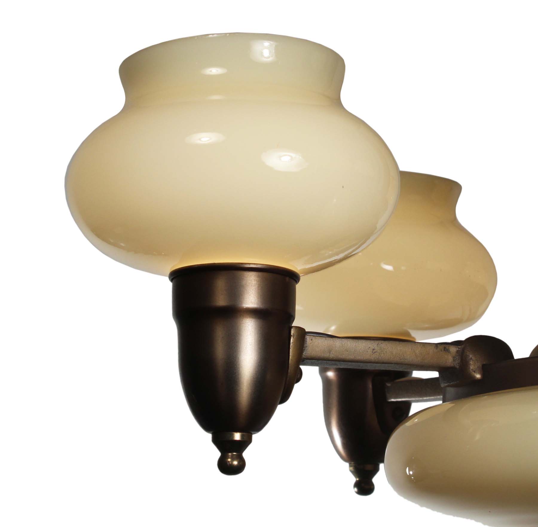 SOLD Chandelier with Original Sit-In Shades, Antique Lighting-68445