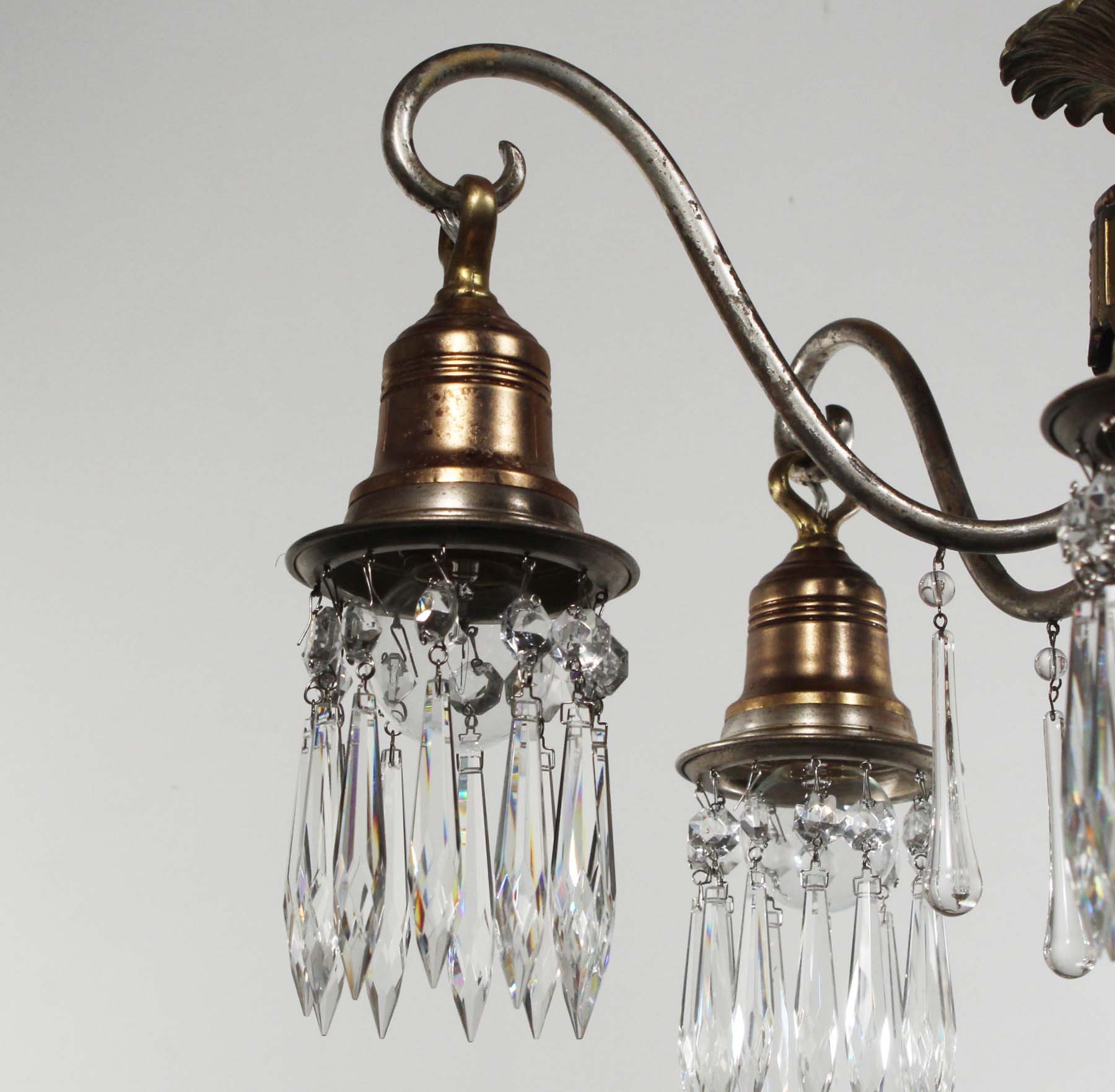 SOLD Neoclassical Chandelier with Prisms, Antique Lighting-68399
