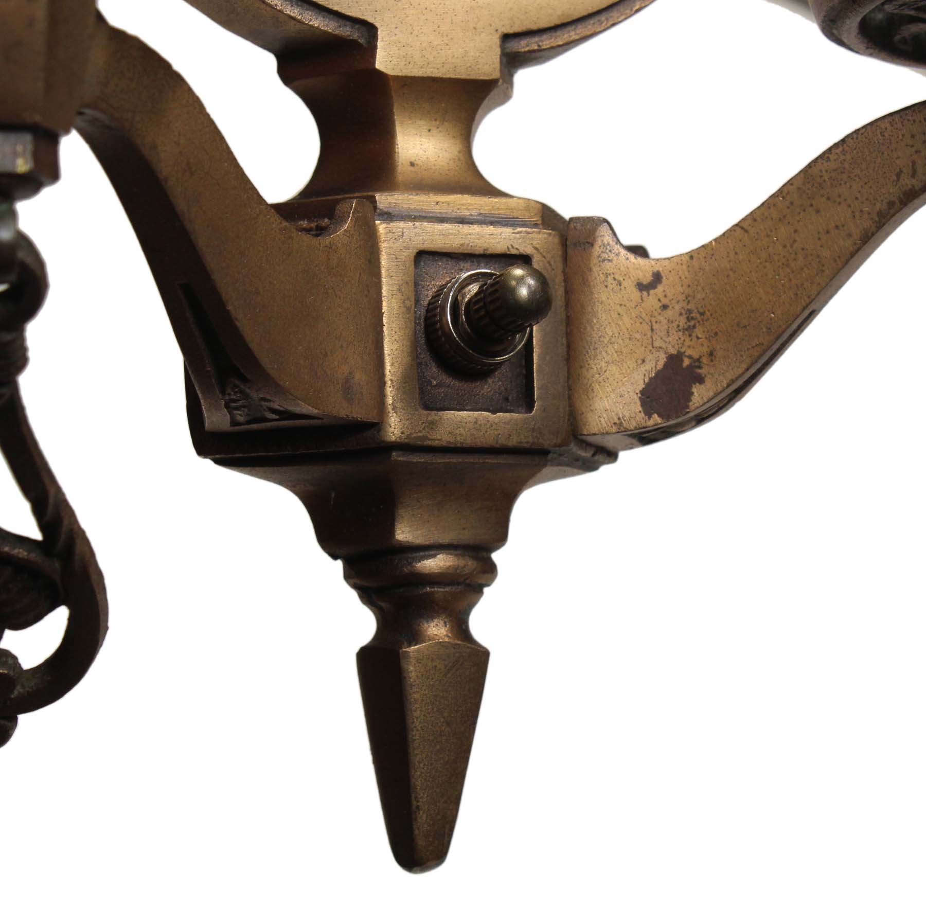 SOLD Matching Antique Cast Bronze Sconces with Mica, c. 1920s -68560