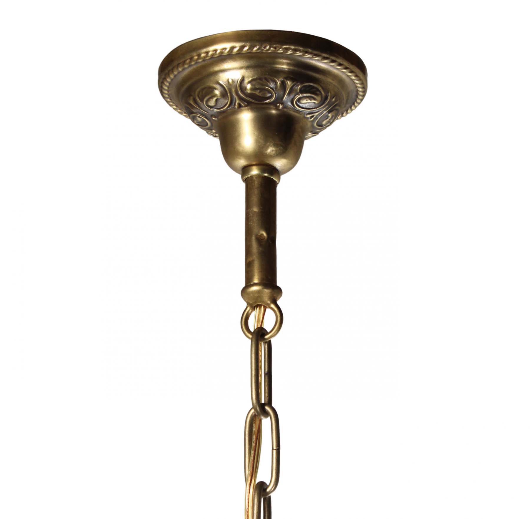SOLD Antique Brass Four-Light Chandelier with Prisms-68434