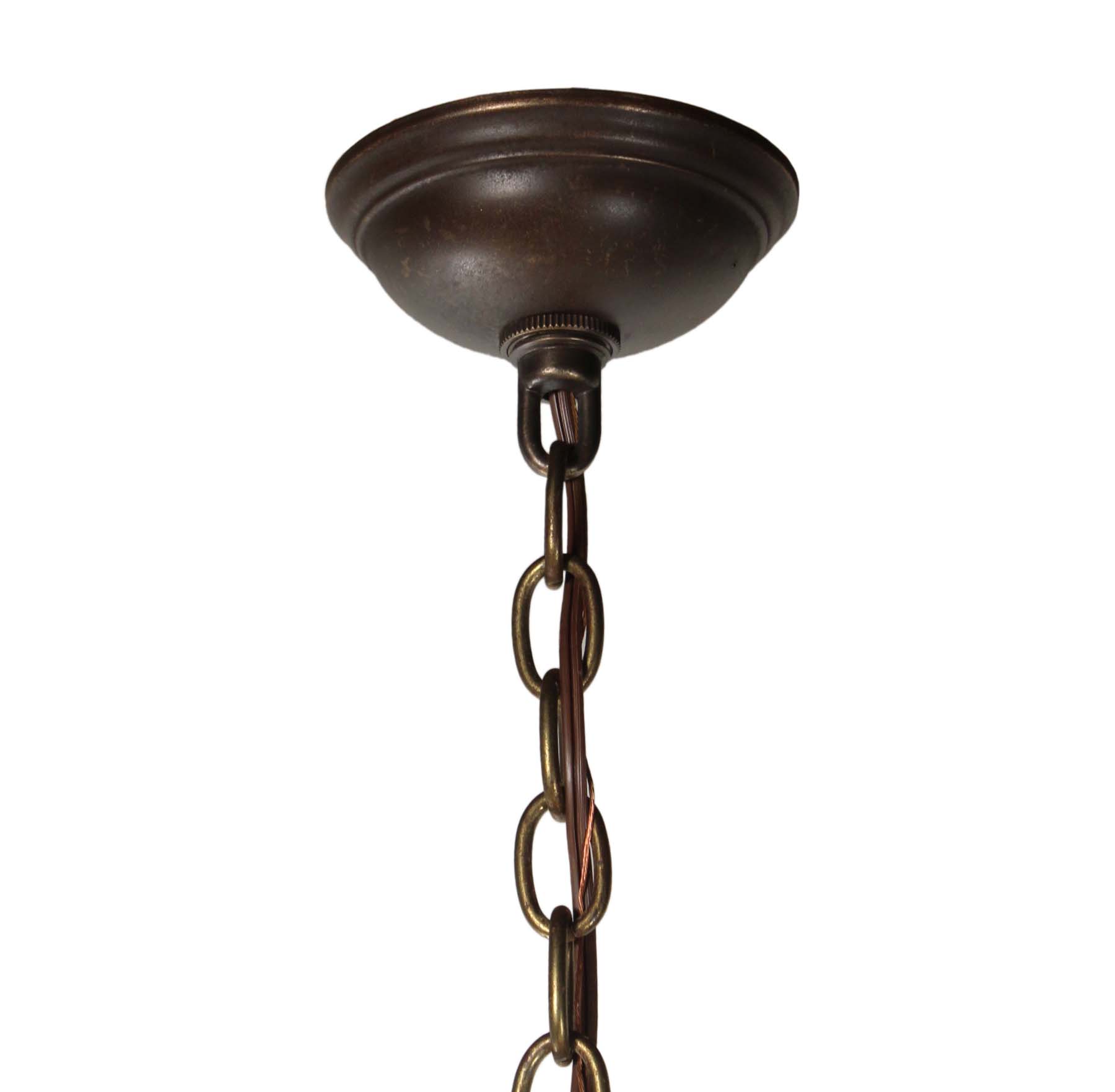 SOLD Chandelier with Original Sit-In Shades, Antique Lighting-68446