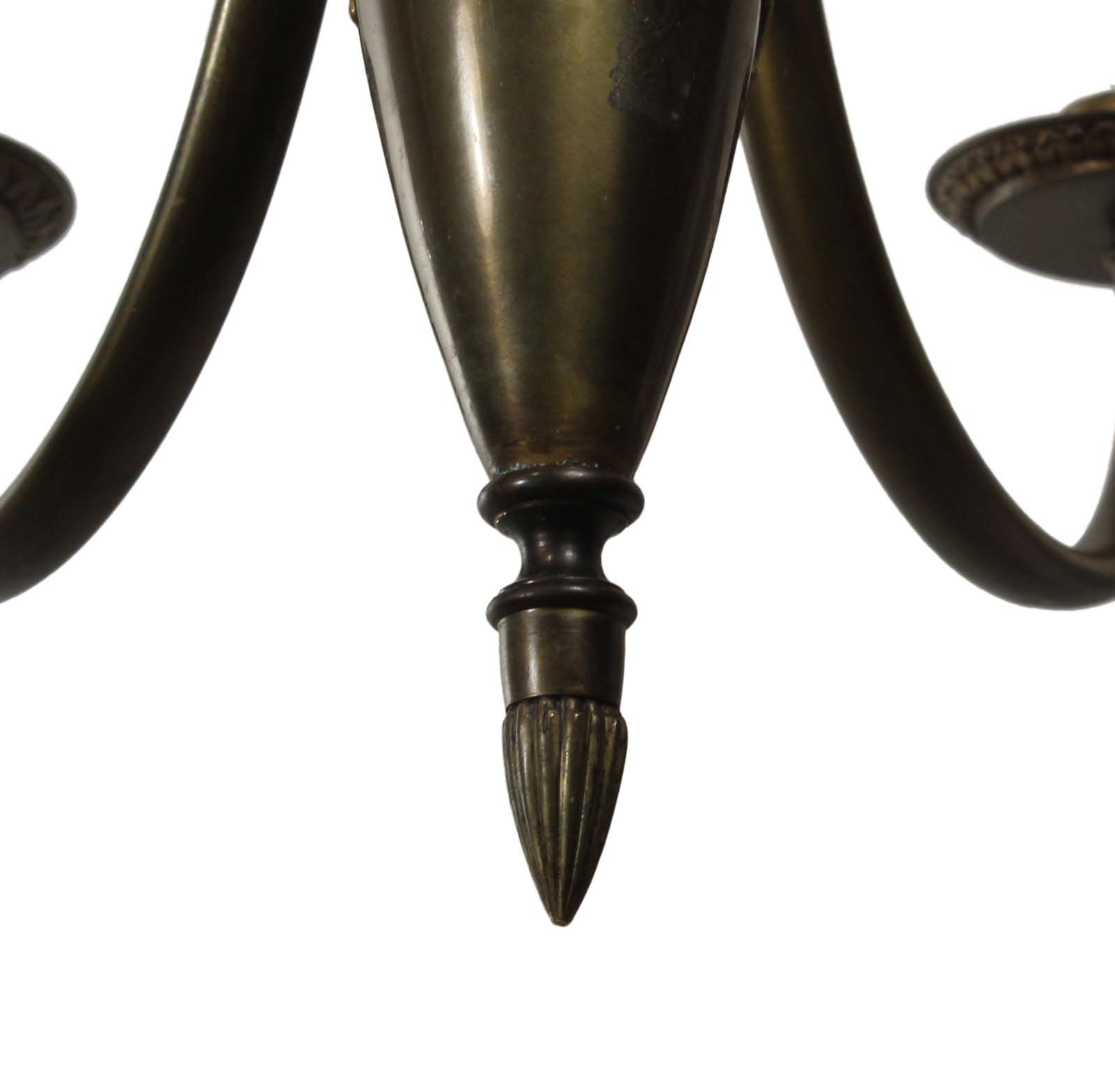 Antique Brass Six-Light Chandelier with Teardrop Prisms-68454