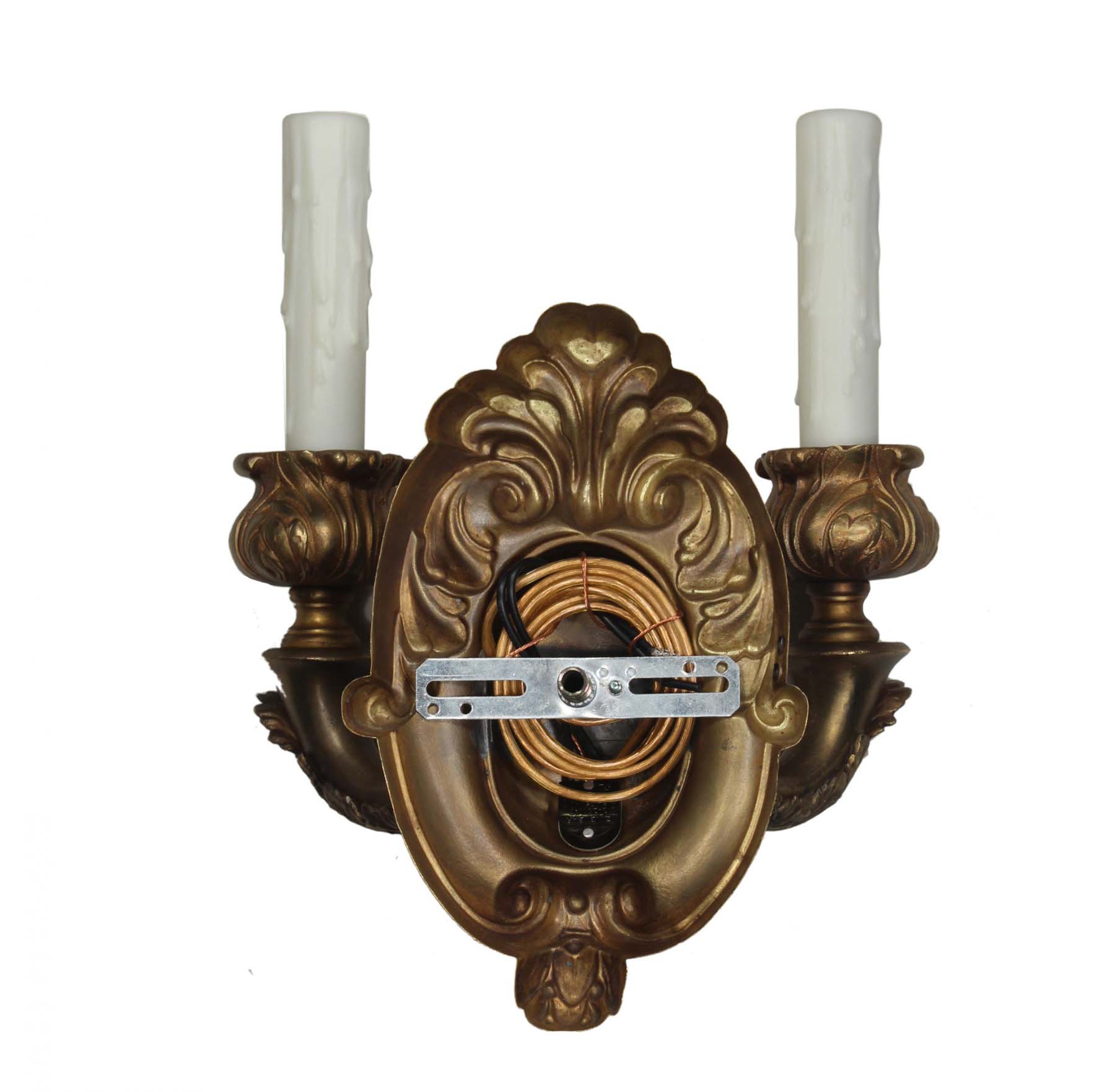 Pair of Antique Neoclassical Double-Arm Sconces in Brass-68548
