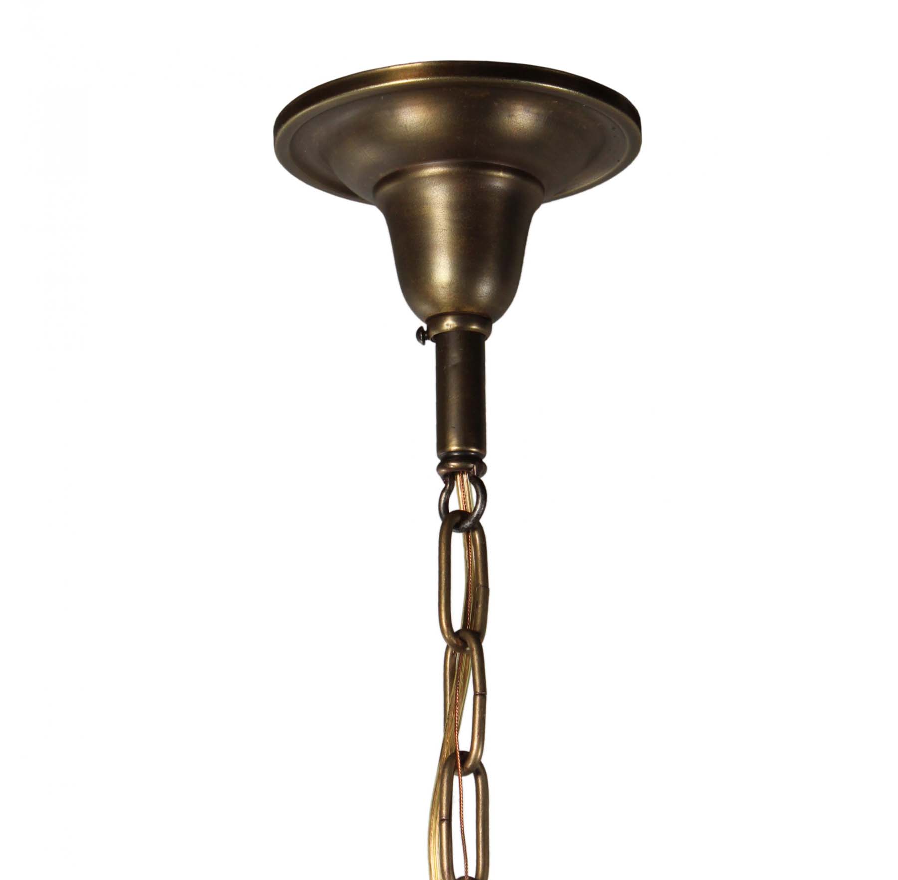 Antique Brass Six-Light Chandelier with Teardrop Prisms-68455