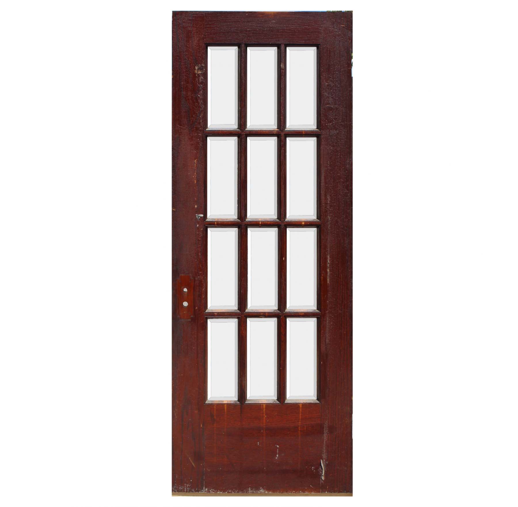 SOLD Reclaimed 30" Divided Light Oak Door, Beveled Glass-0