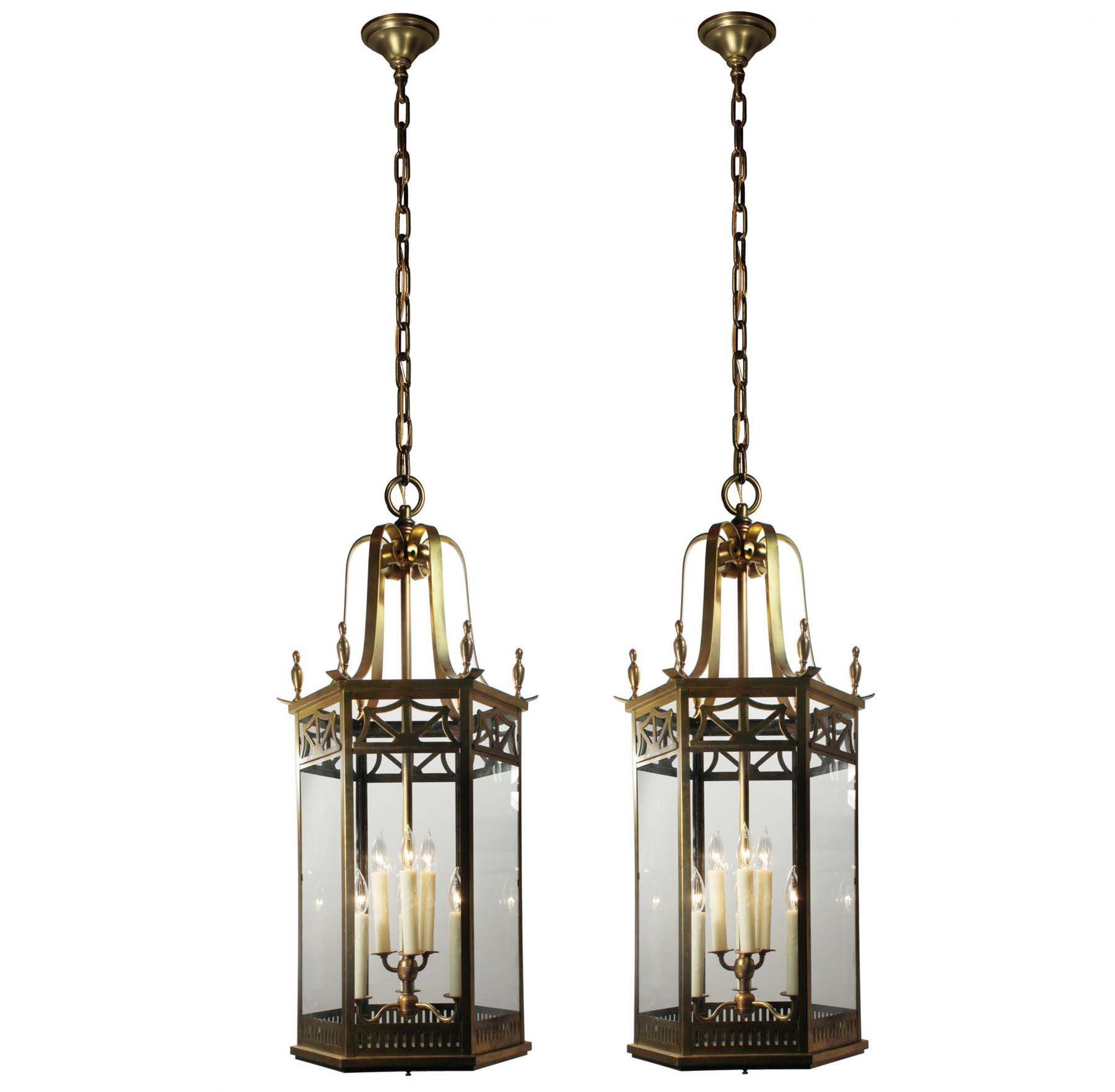 Substantial Antique Brass Pendant Lights, c. 1920-68607