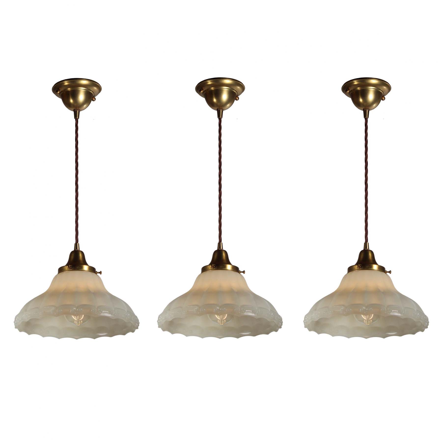 SOLD Antique Pendant Lights with Glass Shades-0