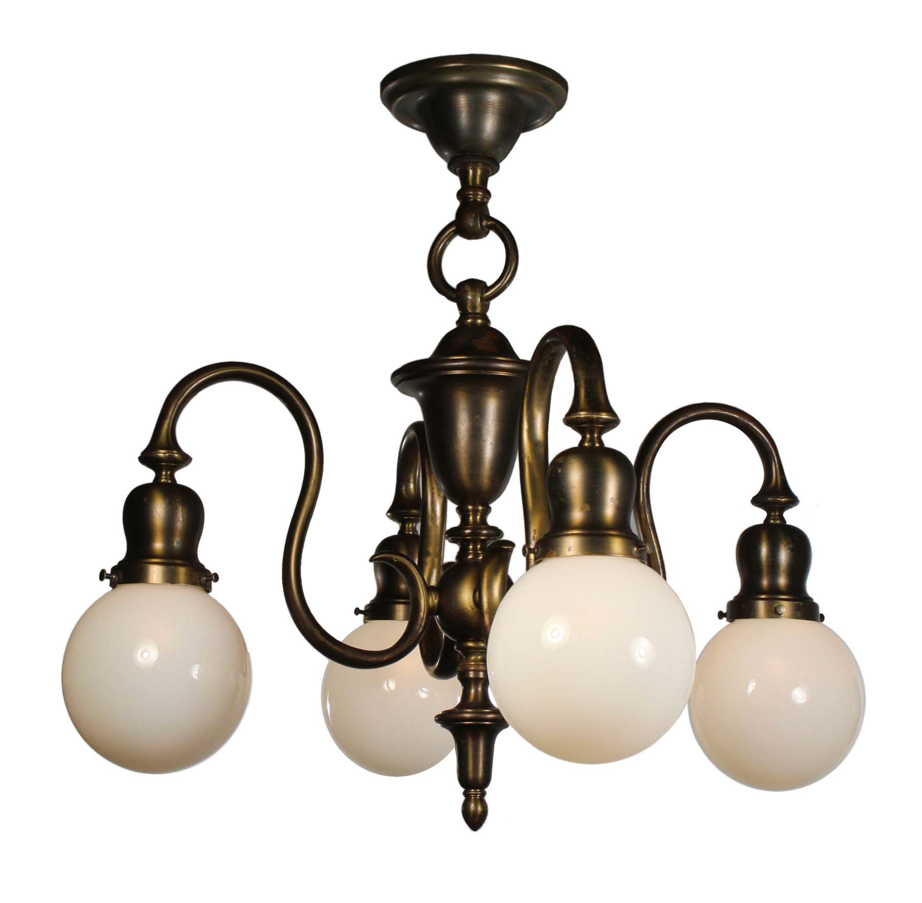 SOLD Antique Colonial Revival Chandelier with Glass Globes, Early 1900s-0