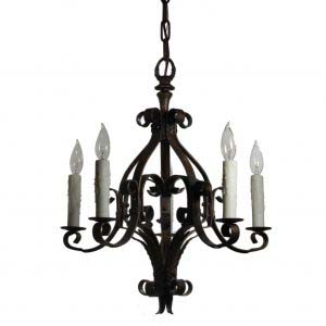 Antique Iron Chandelier, c.1920s-0