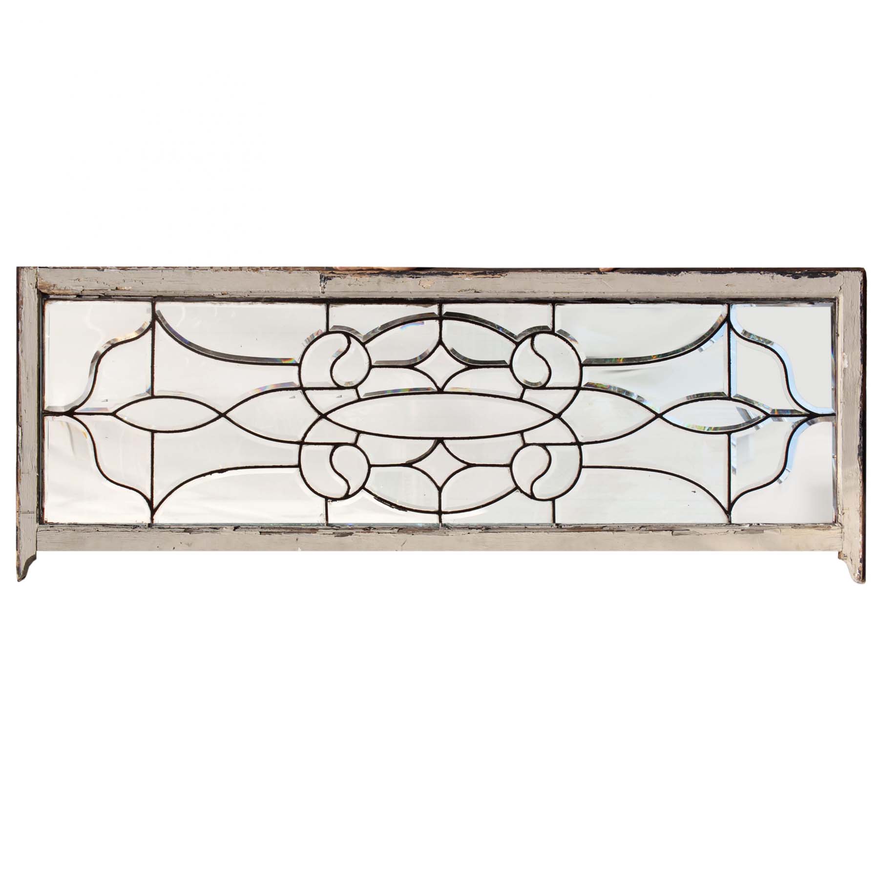 Antique American Leaded & Beveled Glass Transom-0