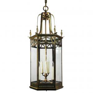 Substantial Antique Brass Pendant Lights, c. 1920-0