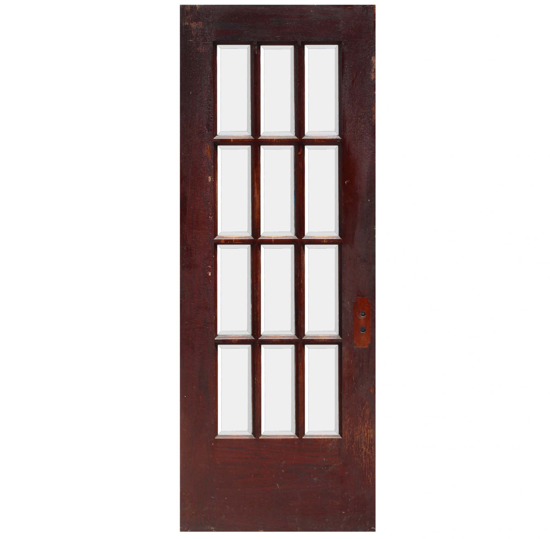 SOLD Reclaimed 30" Divided Light Oak Door, Beveled Glass-68623