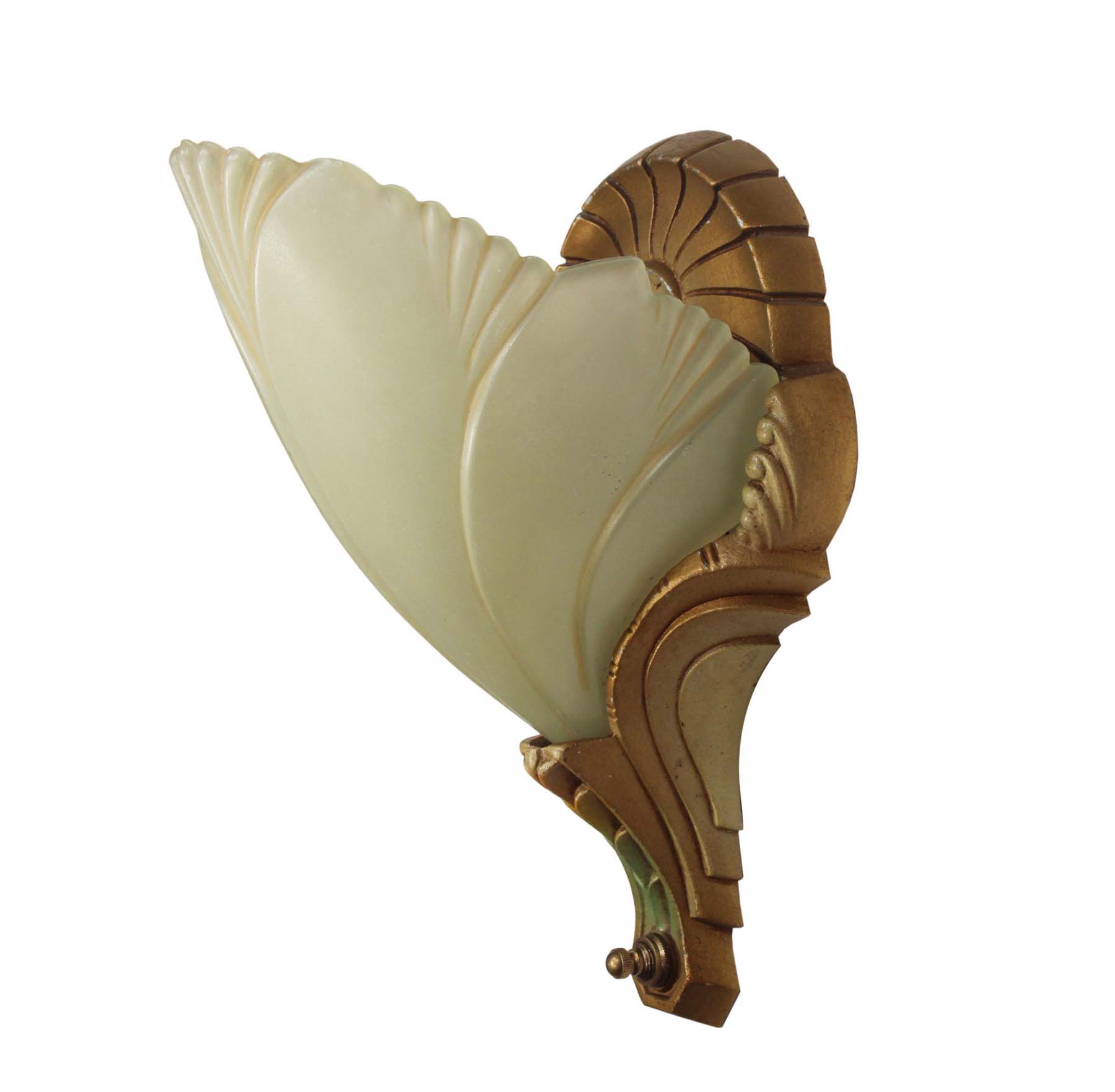 SOLD Pair of Antique Art Deco Batwing Slip Shade Sconces-68629