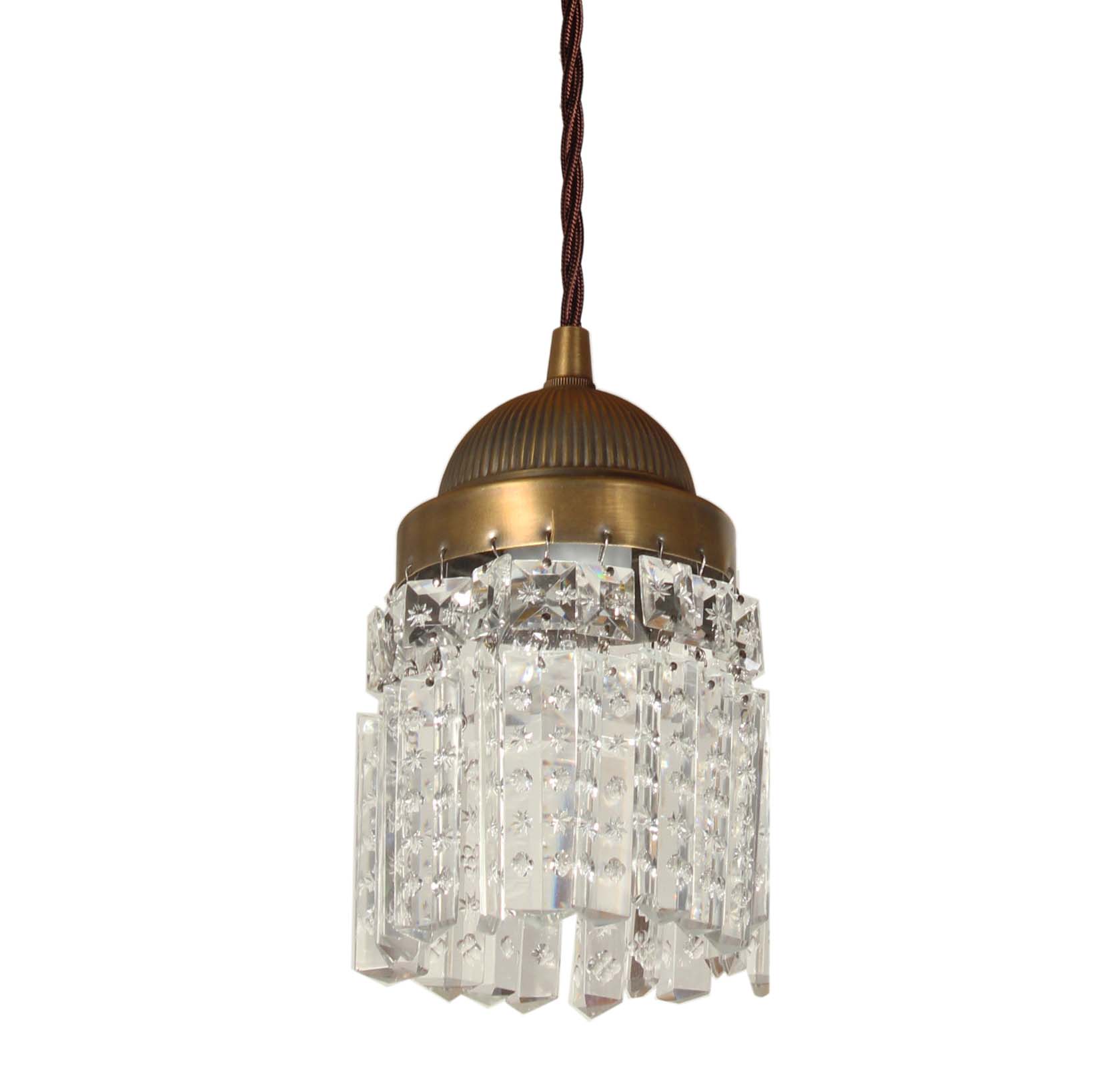 SOLD Antique Brass Pendant Lights with Prisms, c. 1915-68708