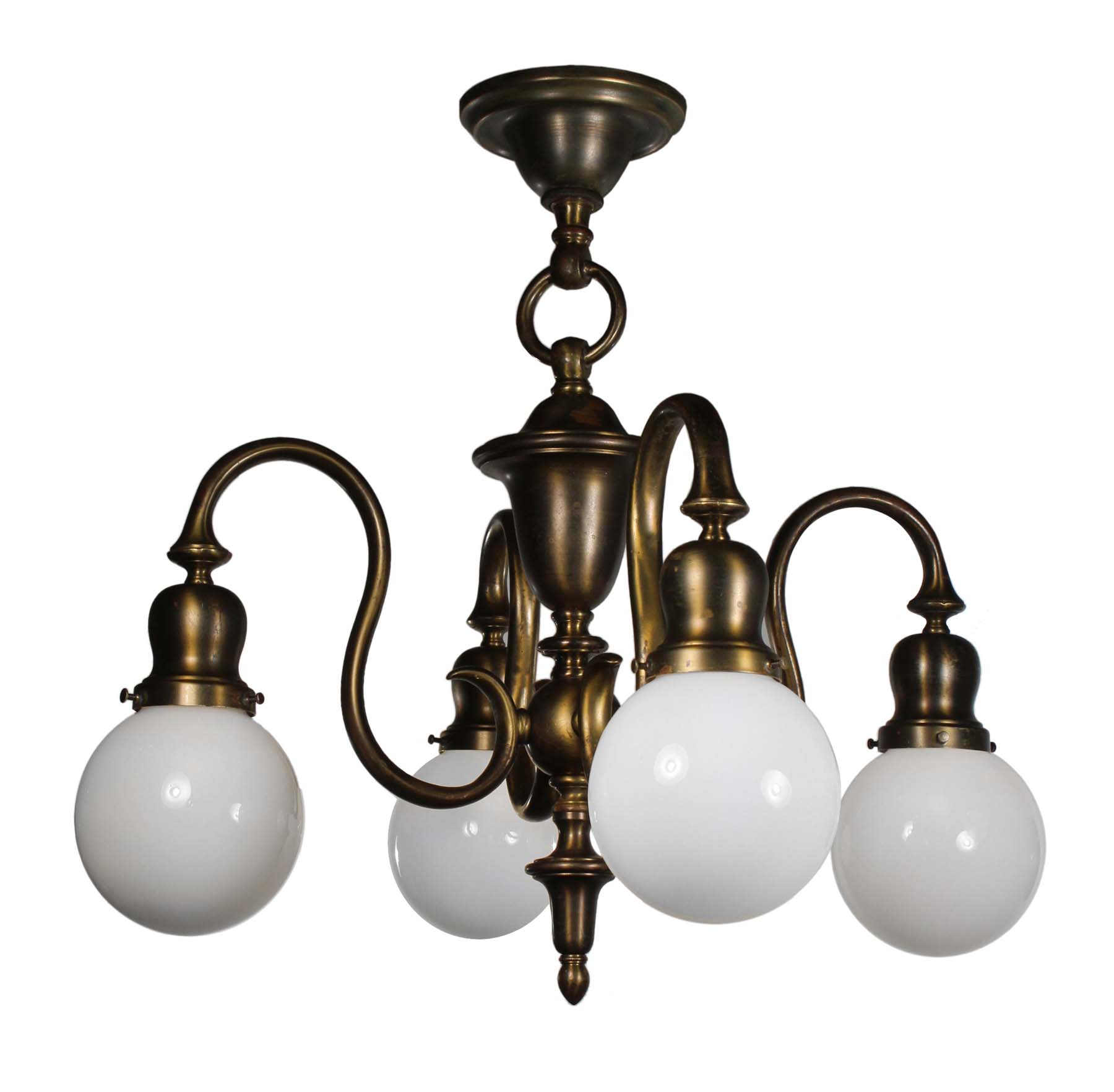 SOLD Antique Colonial Revival Chandelier with Glass Globes, Early 1900s-68665