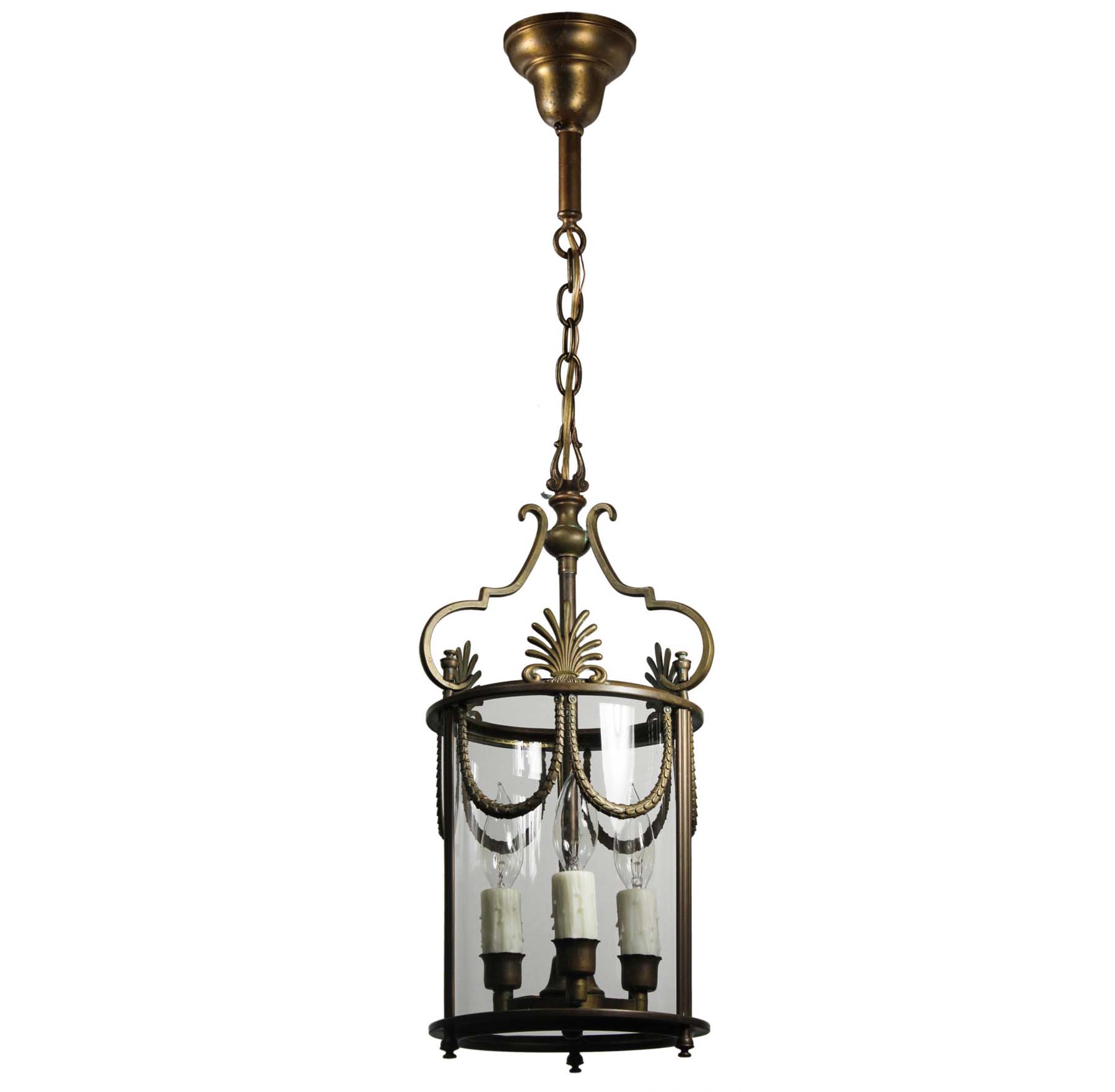 SOLD Antique Bronze Lantern with Wavy Glass -68670