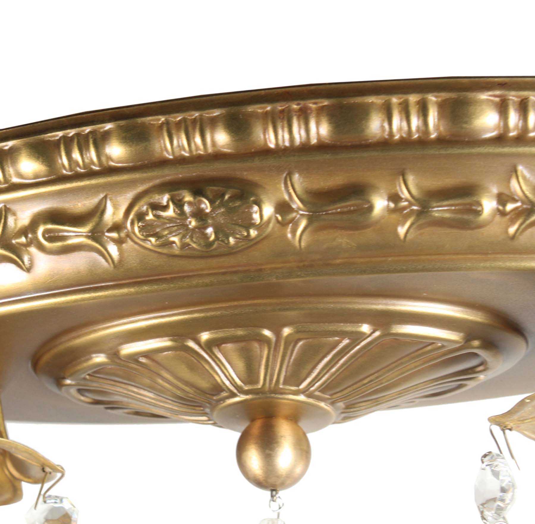 SOLD Antique Neoclassical Flush Mount Fixture with Prisms-68831