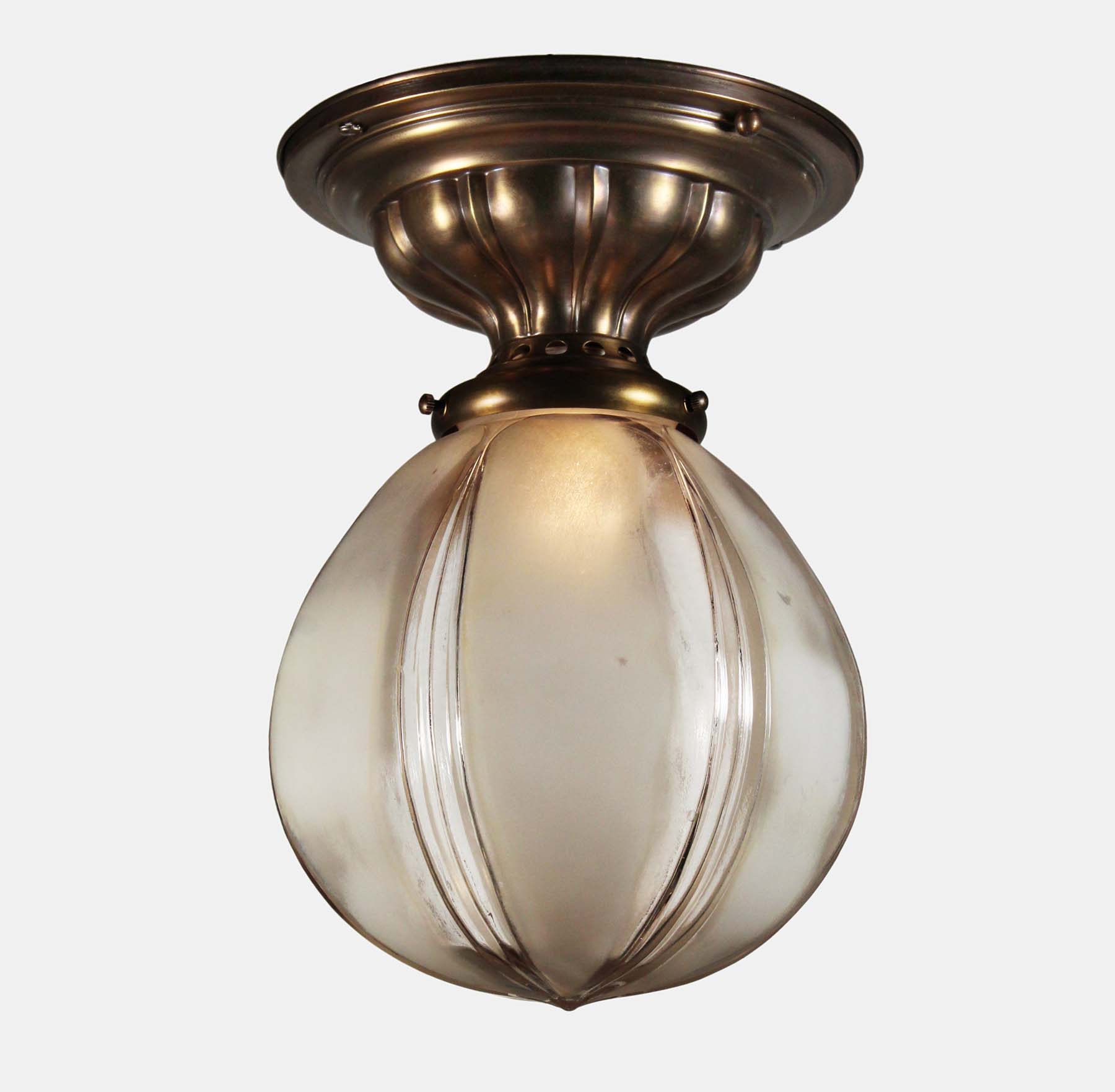Antique Flush Mount Light with Original Glass Shade, c.1910-68859