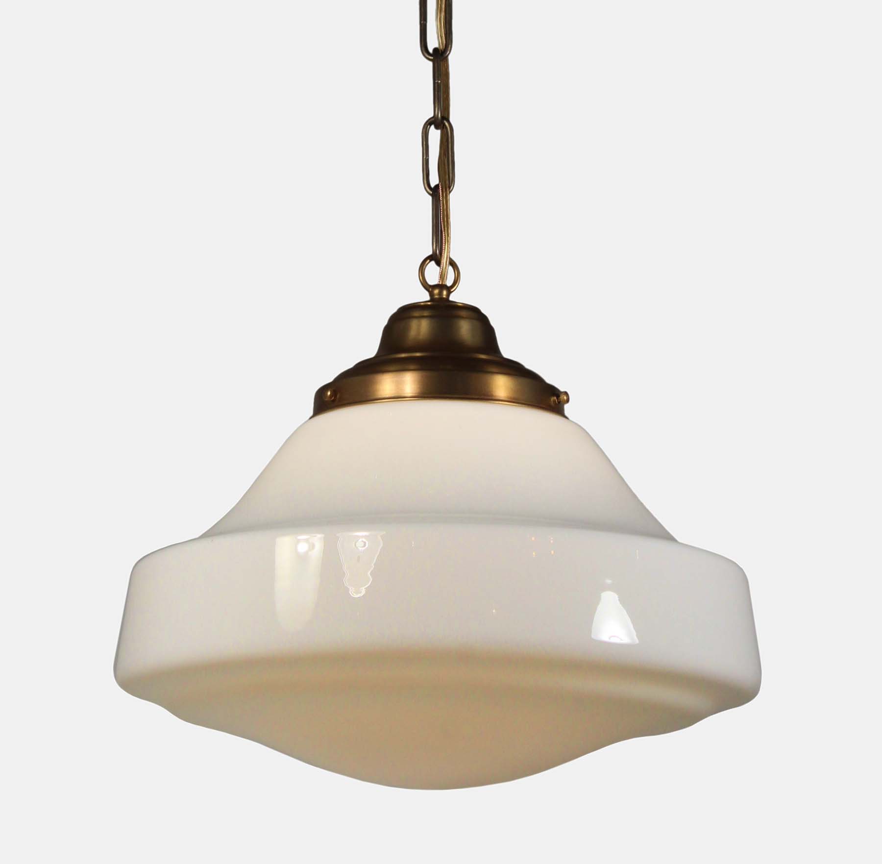 SOLD Large Antique Brass Schoolhouse Pendant Lights-68868