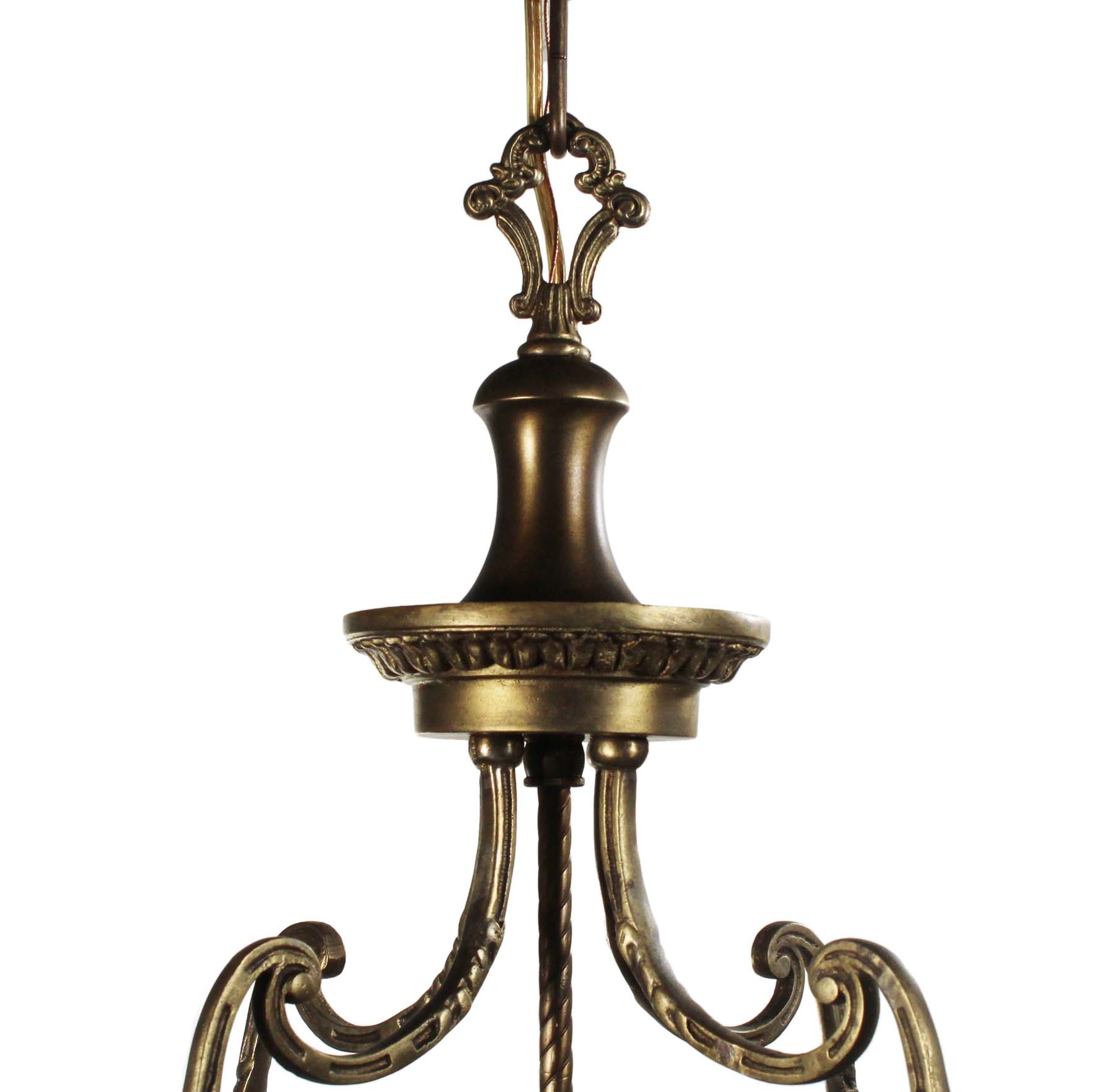 SOLD Neoclassical Brass Tiered Chandelier, Antique Lighting-68645