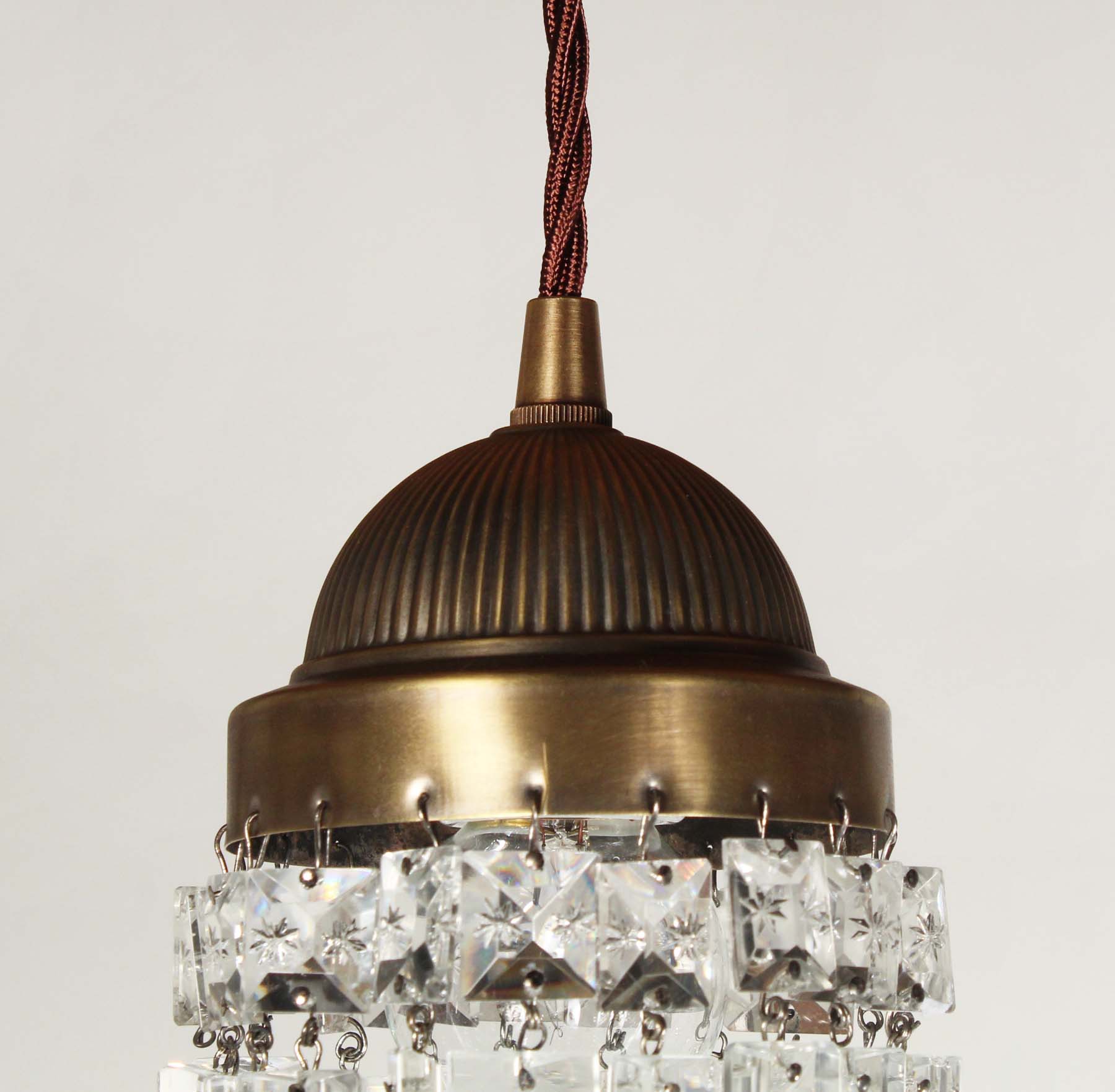 SOLD Antique Brass Pendant Lights with Prisms, c. 1915-68711