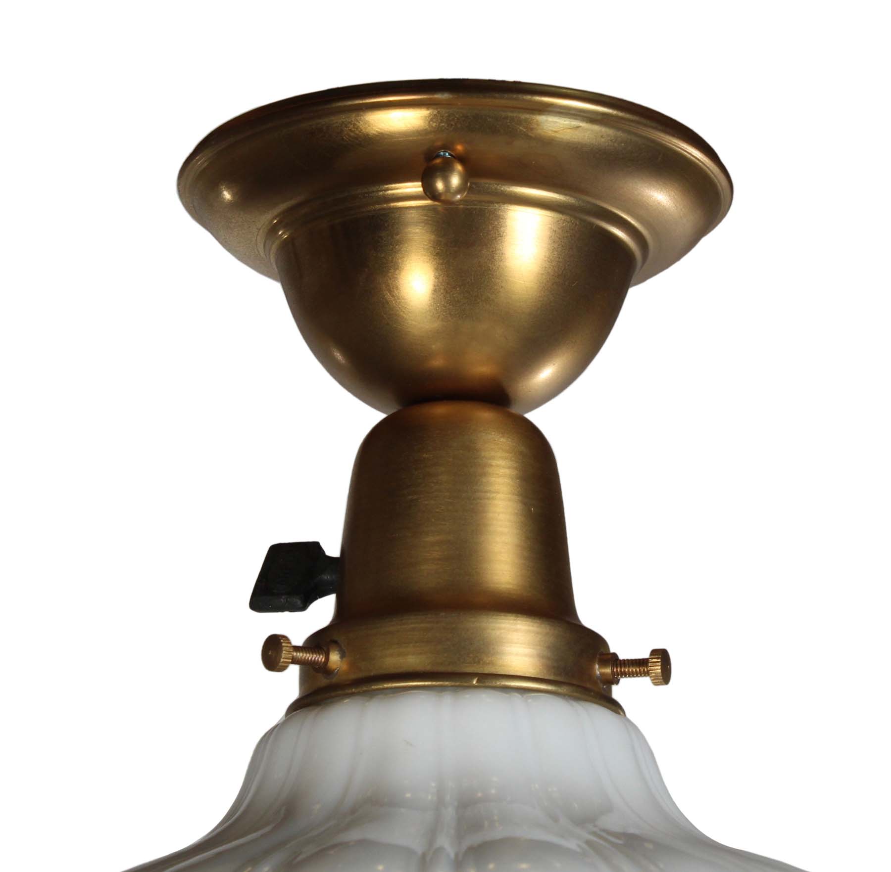 SOLD Antique Brass Flush Mounts with Sheffield Style Shades-68845