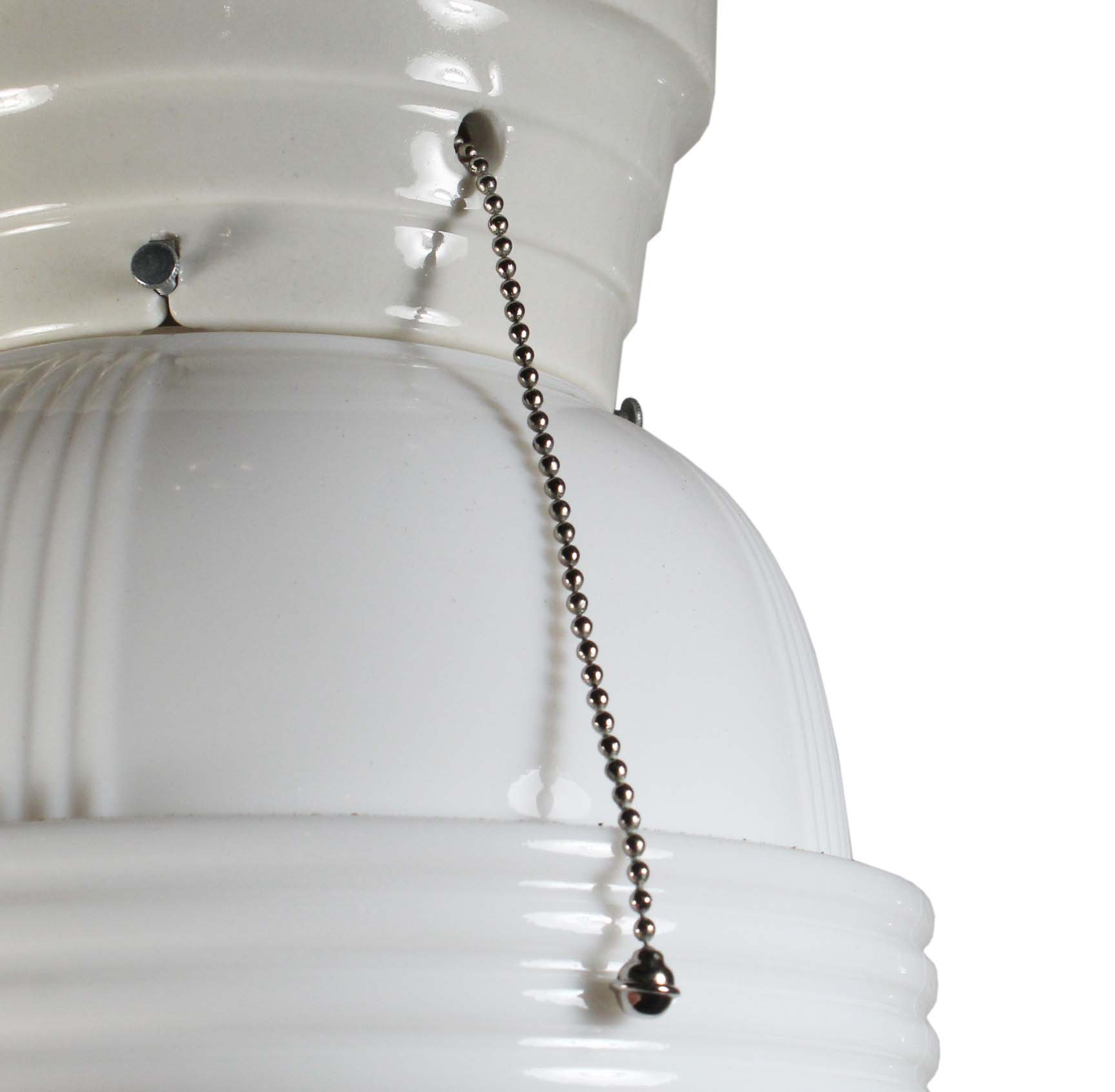 SOLD Antique Flush-Mount Schoolhouse Light with Porcelain Fitter-68855