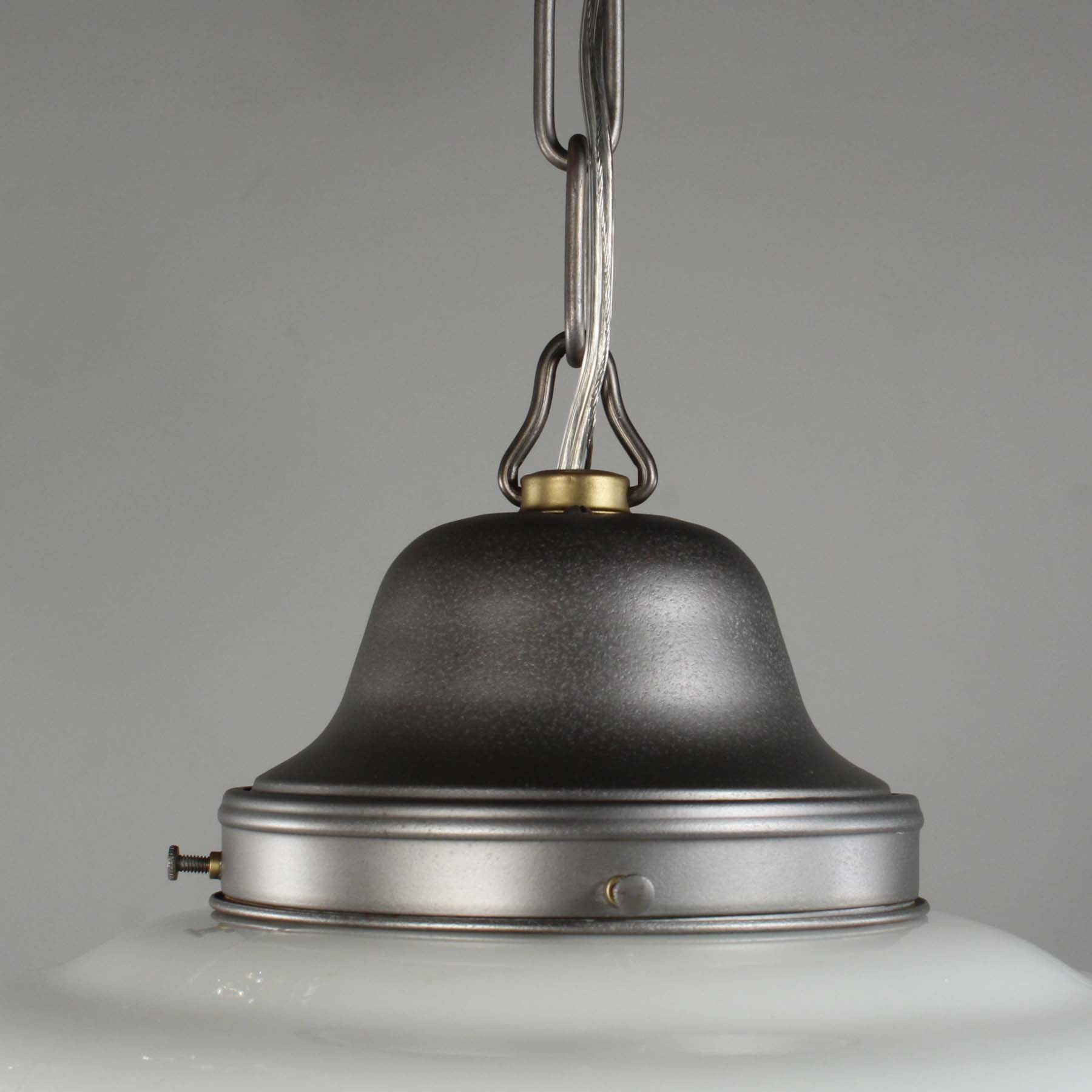 SOLD Unusual Antique Pendant Light with Two-Part Prismatic Shade-68958