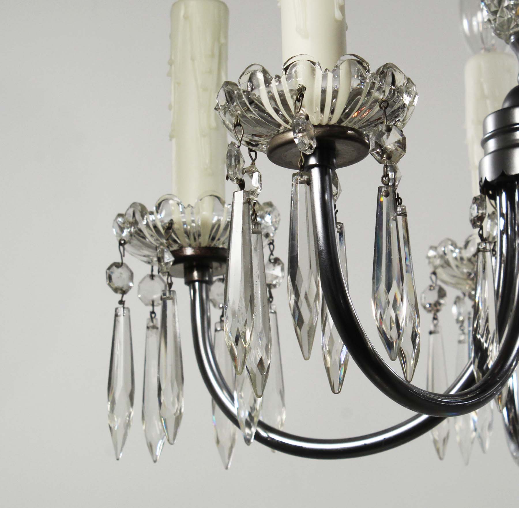 SOLD Antique Five-Light Chandelier with Prisms, Early 1900’s-68766