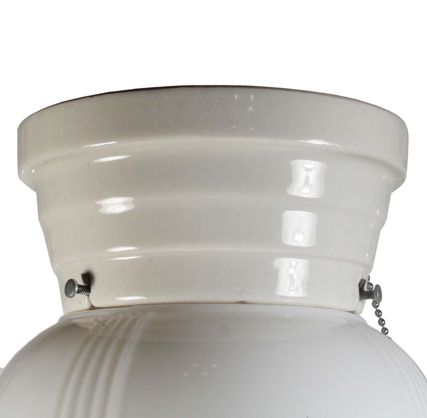 SOLD Antique Flush-Mount Schoolhouse Light with Porcelain Fitter-68856