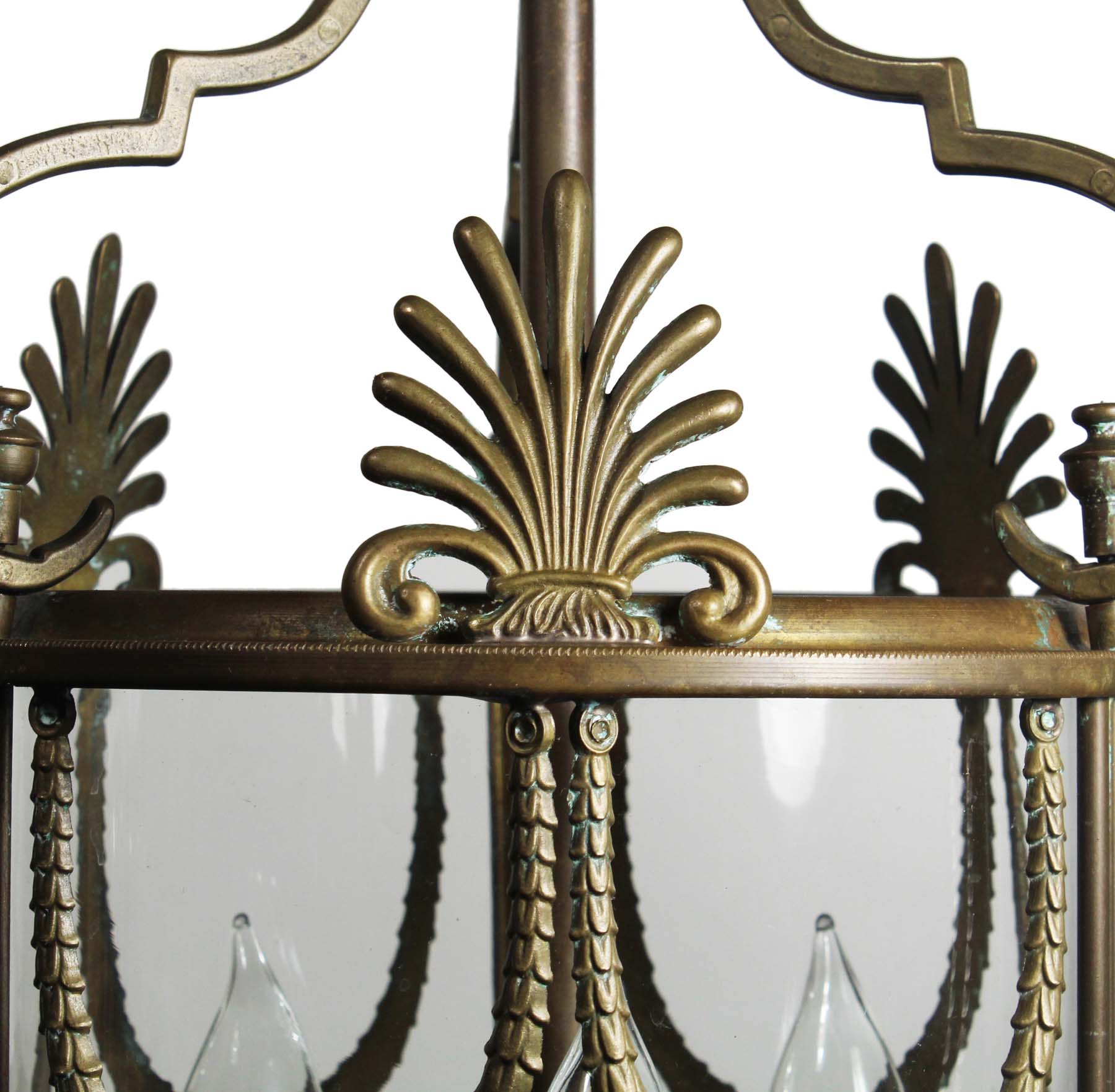 SOLD Antique Bronze Lantern with Wavy Glass -68674