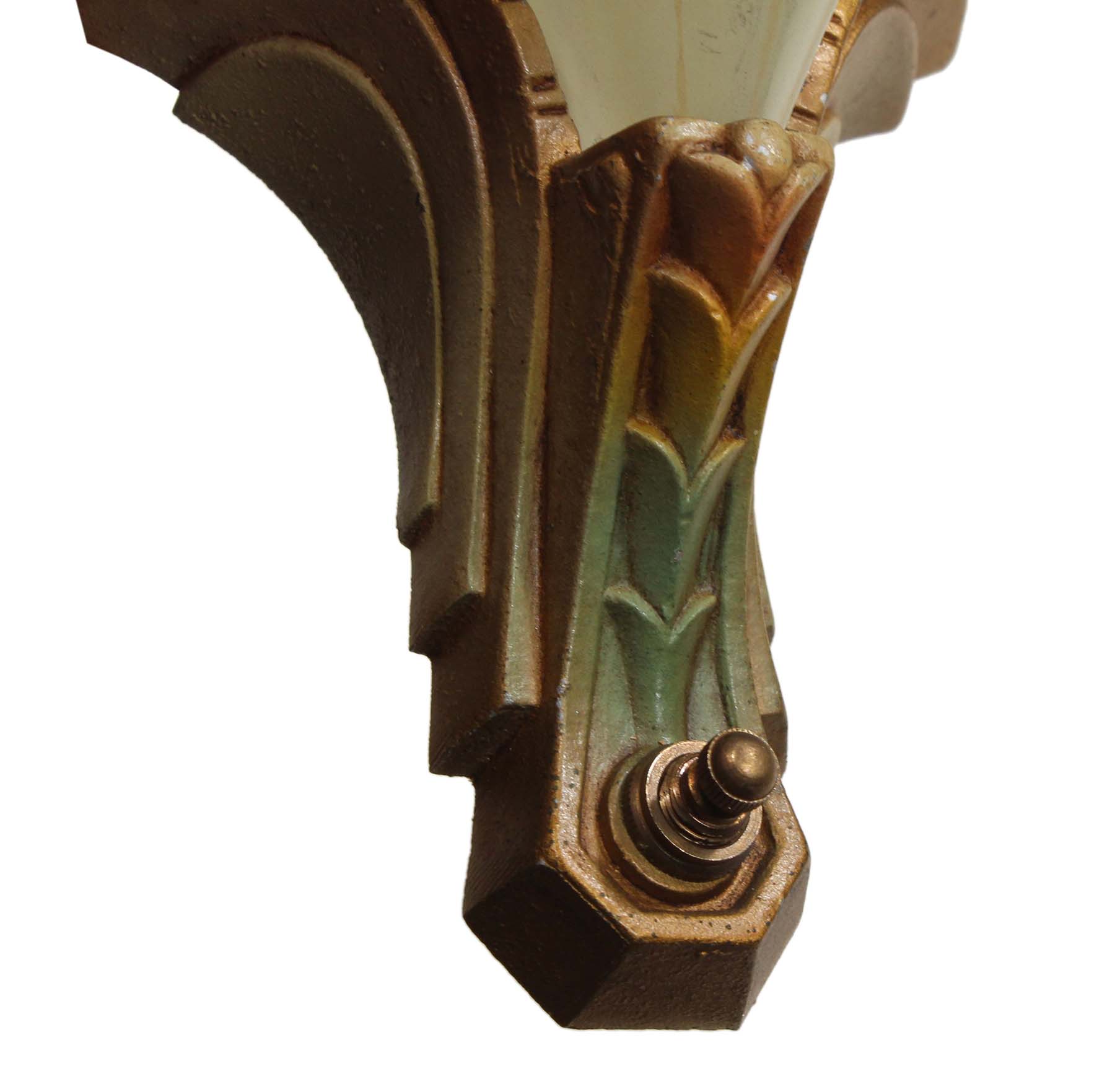 SOLD Pair of Antique Art Deco Batwing Slip Shade Sconces-68634