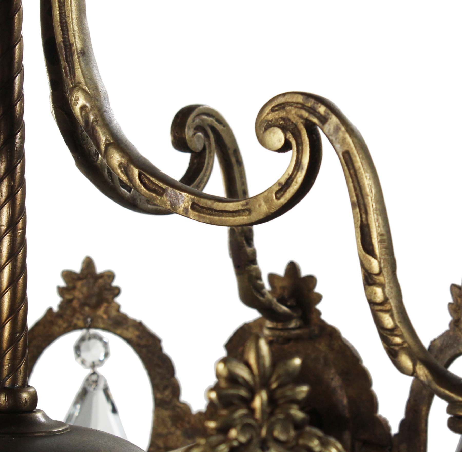 SOLD Neoclassical Brass Tiered Chandelier, Antique Lighting-68648