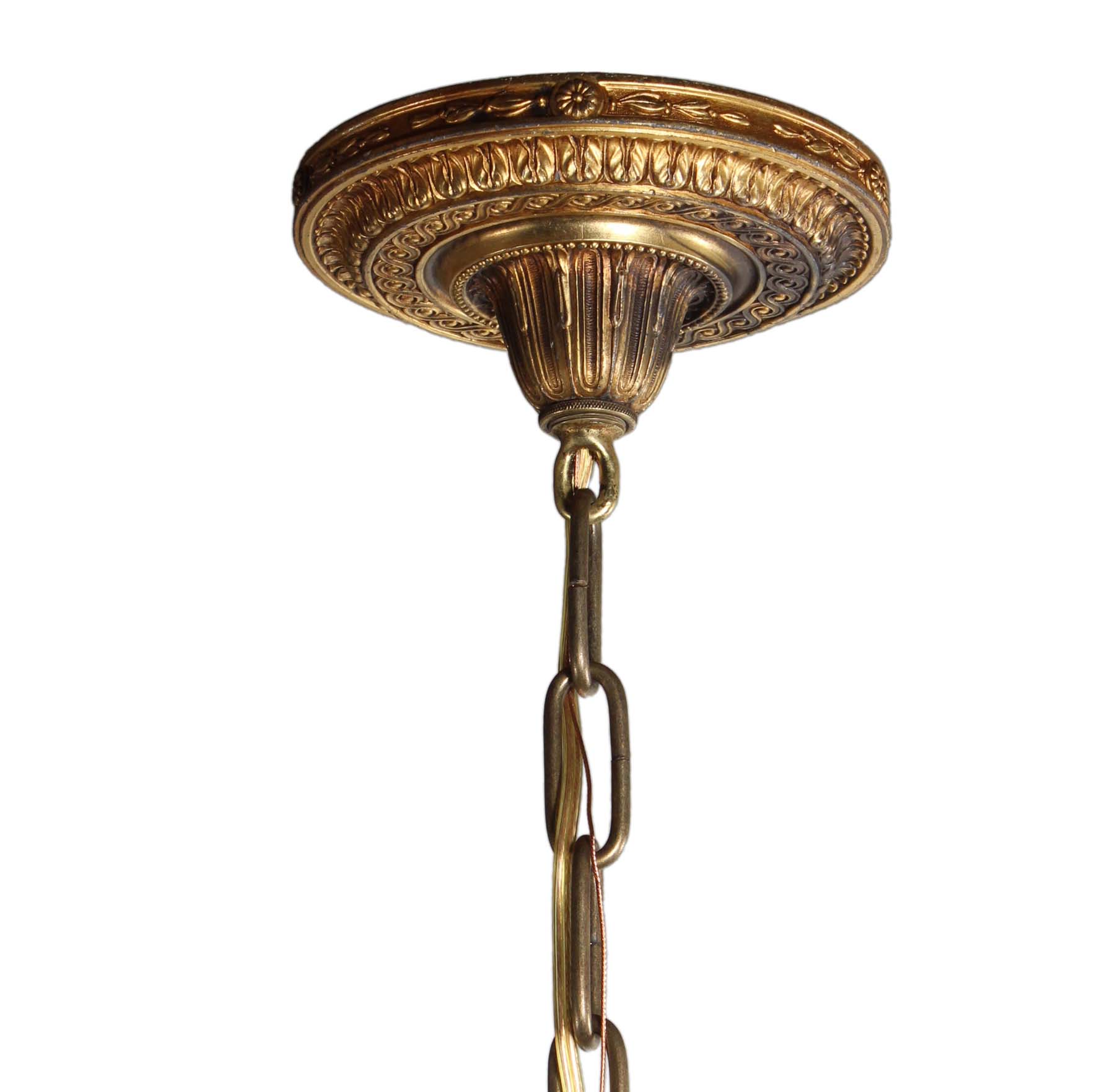 SOLD Neoclassical Brass Tiered Chandelier, Antique Lighting-68647