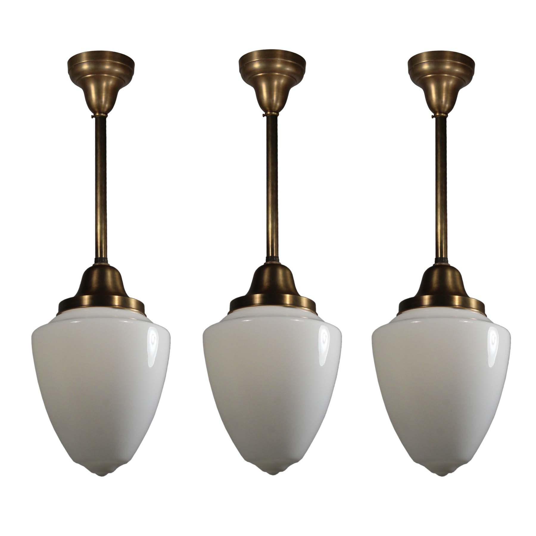 SOLD Brass Schoolhouse Pendant Lights, Antique Lighting-0
