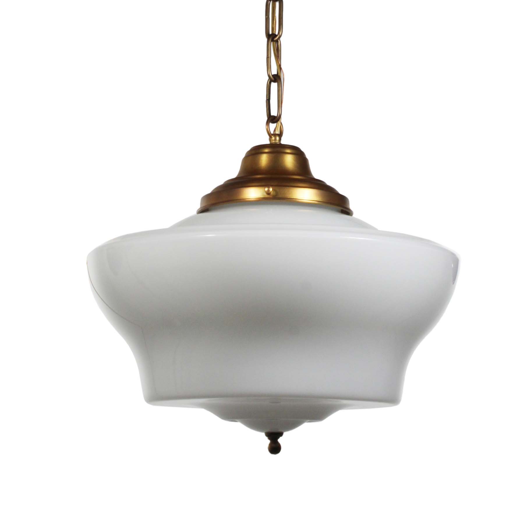 SOLD Antique Schoolhouse Pendant Light with Unusual Shade-0