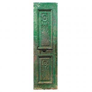 Salvaged 25″ French Colonial Door with Carved Panels