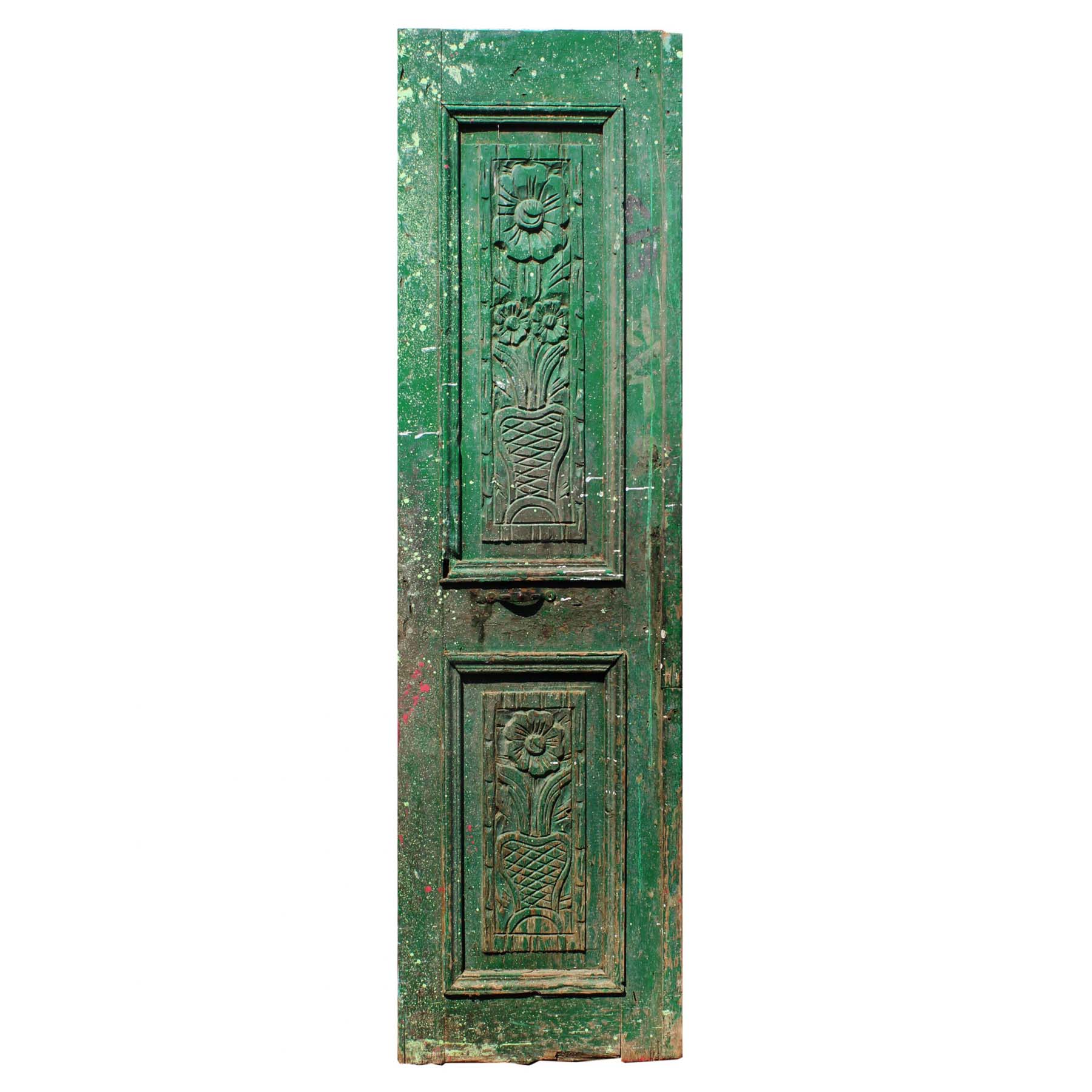 Salvaged 25" French Colonial Door with Carved Panels-0