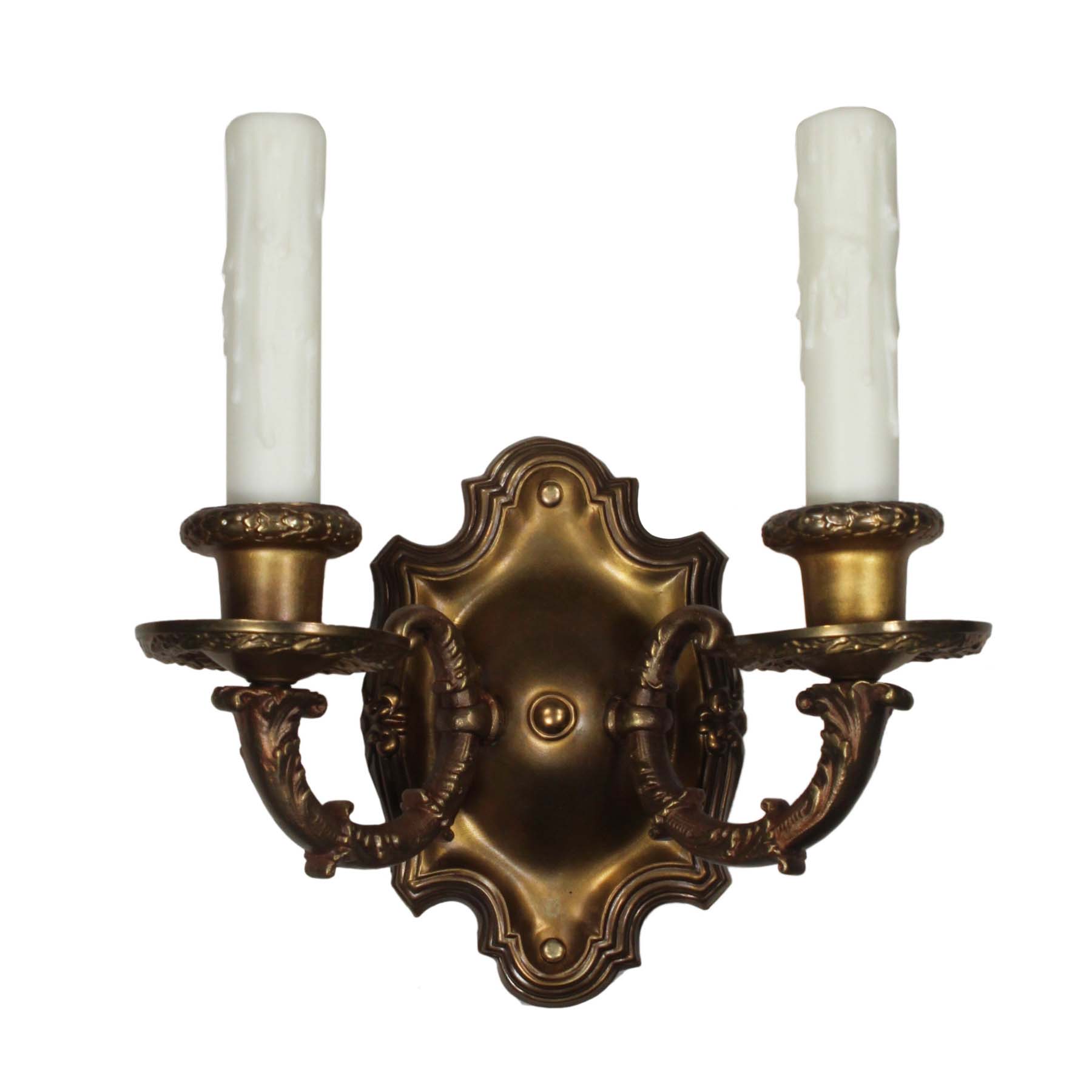SOLD Set of Antique Double-Arm Sconces in Brass-69189