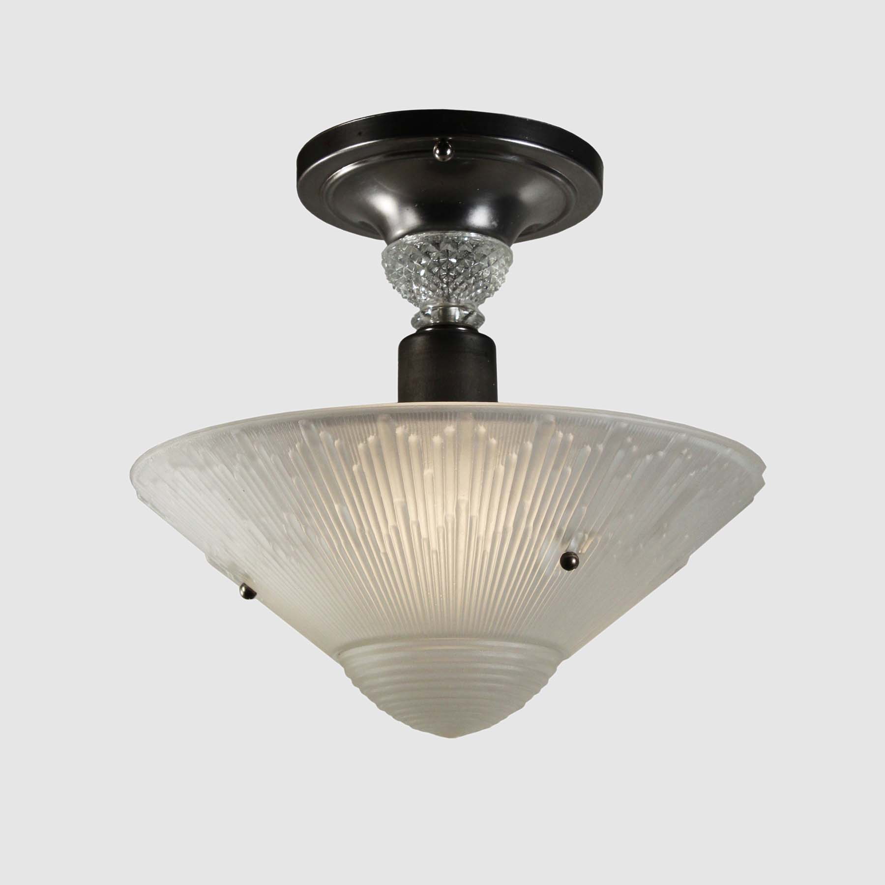 SOLD Vintage Flush Mount Light Fixtures with Original Glass Shades, c.1940-69093