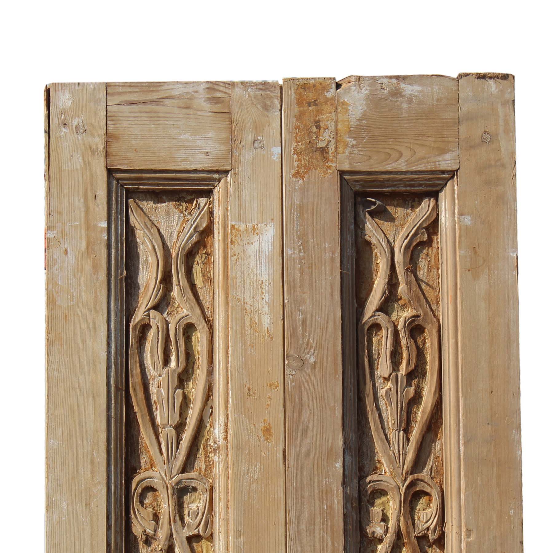 SOLD Reclaimed 21” Pair of Carved French Doors-69132